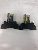 Omron MY4N Relay 24VDC with Base 2592W1 - Lot of 2