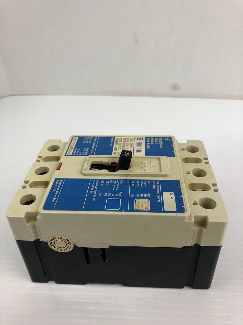 Westinghouse FDB 14K Industrial Circuit Breaker Series C 100A 600VAC