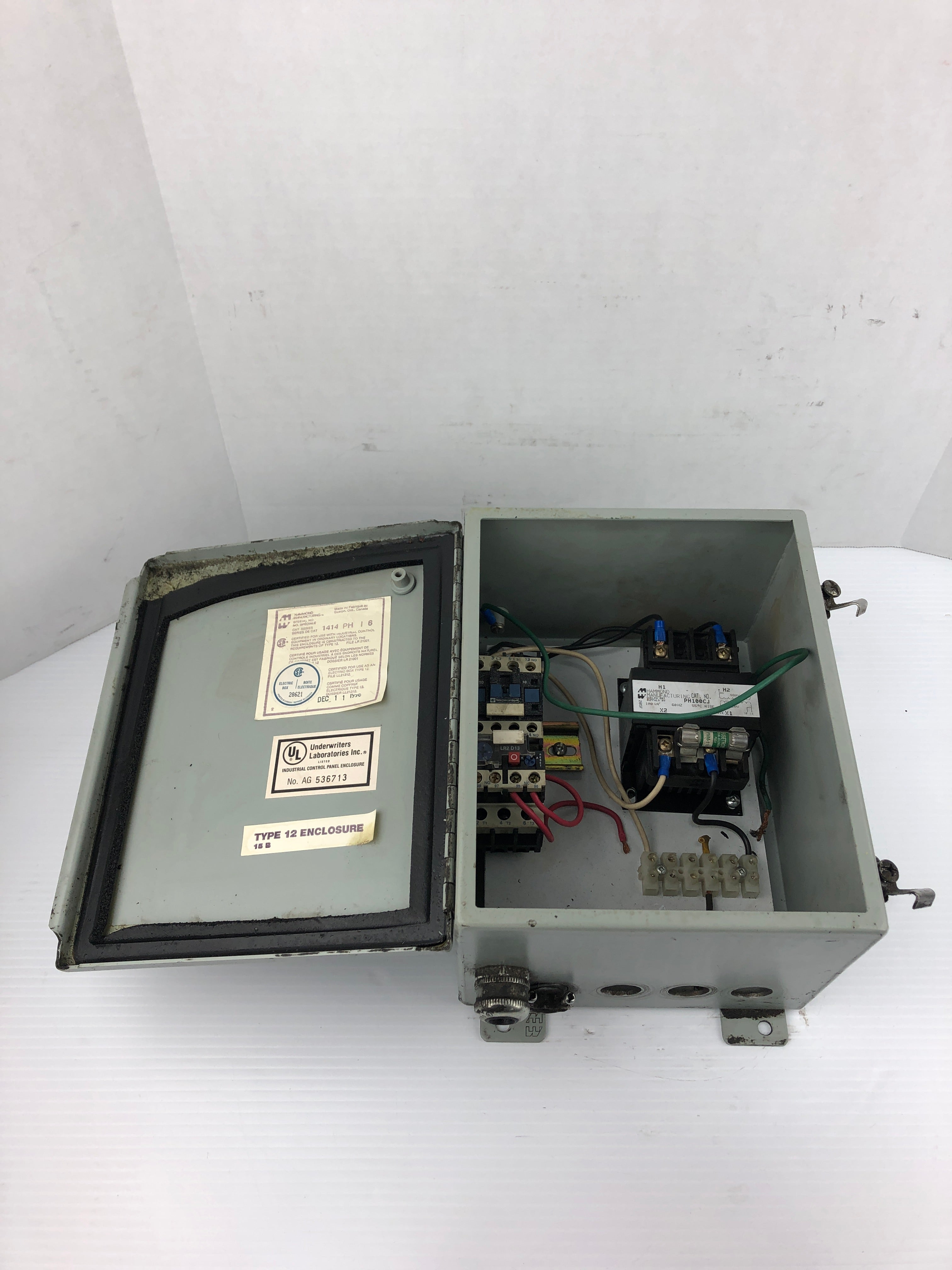 Hammond 1414PHI6 Enclosure w/ PH100CJ Transformer D0910 Contactor LR2D13 Relay