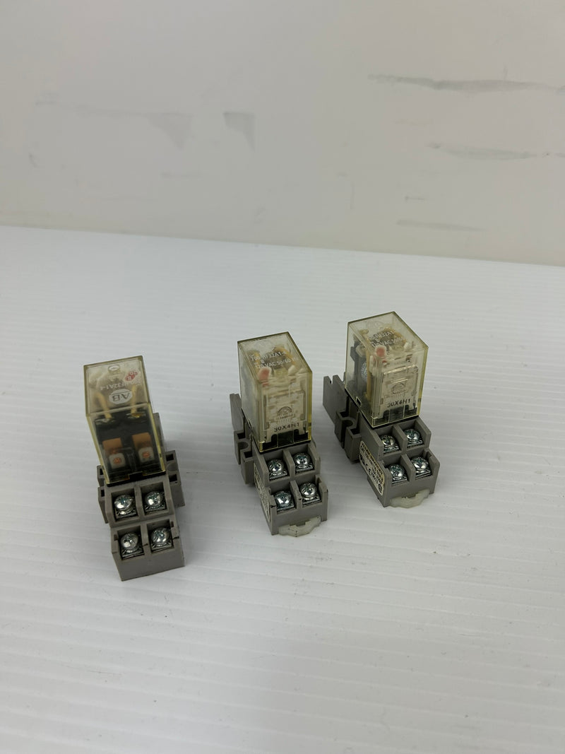 Allen-Bradley 700-HF32A1-4 Relay Series B with 700-HN116 Base - Lot of 3