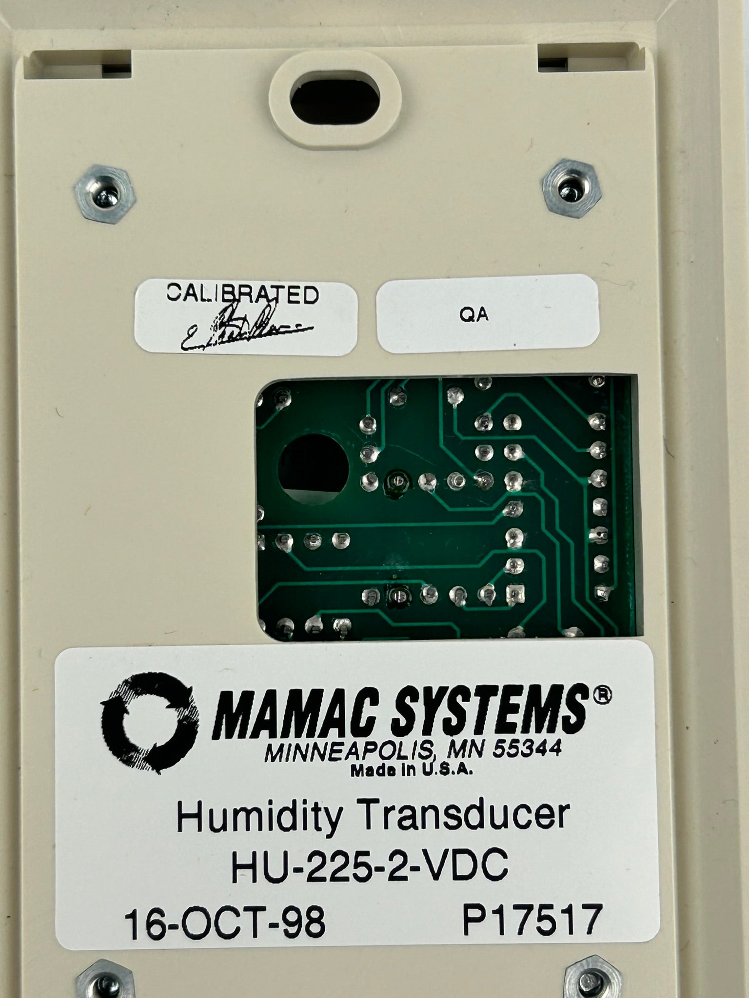 Mamac Systems HU-225-2-VDC Humidity Transducer P17517
