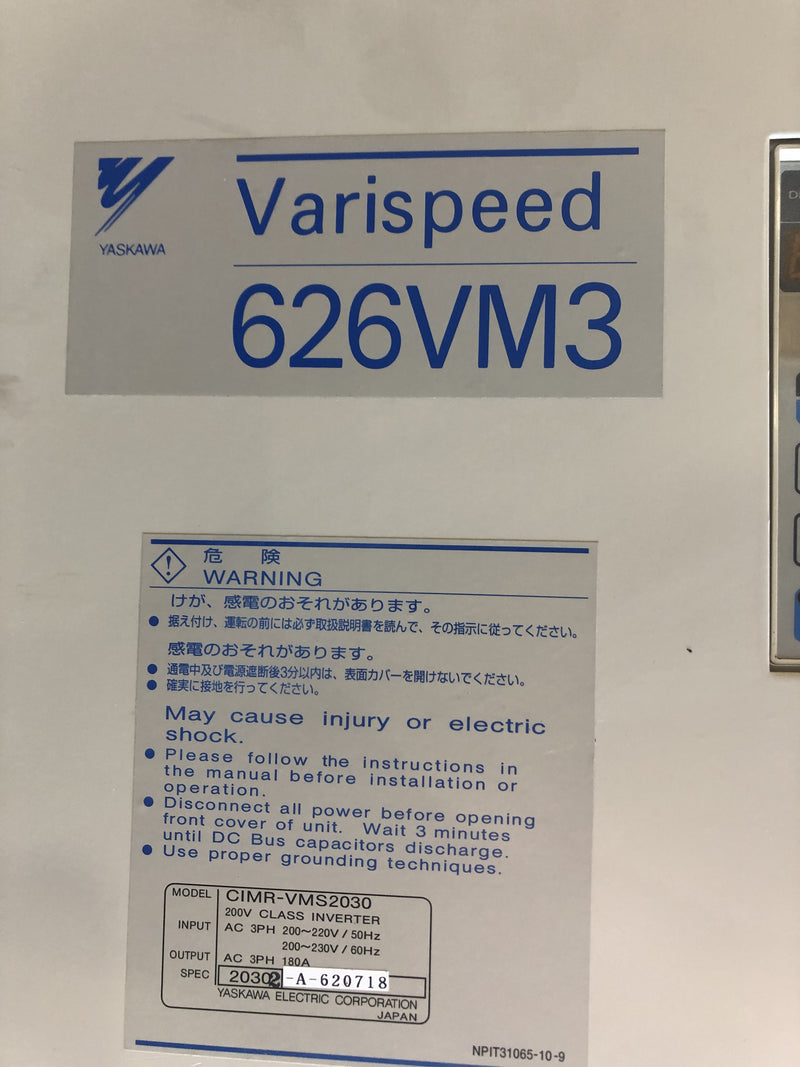 Yaskawa CIMR-VMS2030 Varispeed Spindle Drive Inverter 626VM3