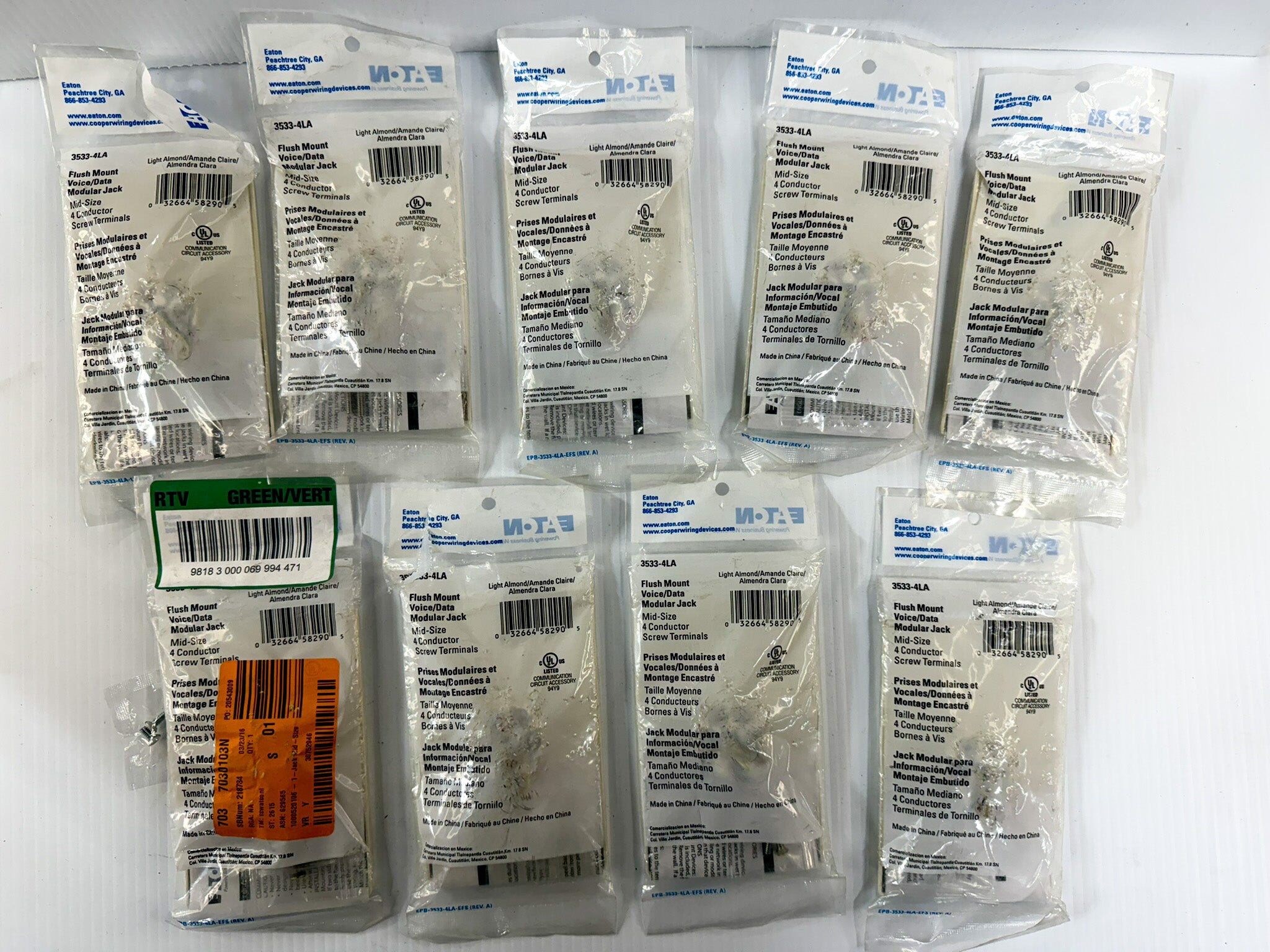 Eaton Flush Mount Voice/Data Modular Jack 3533-4LA Lot of 9