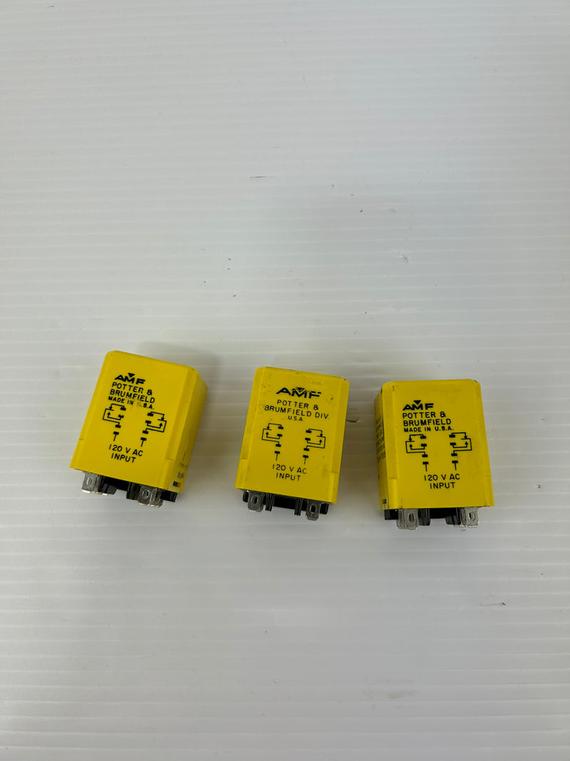 AMF Potter & Brumfield CLA-41-70005 Time Delay Relay 120VAC - Lot of 3