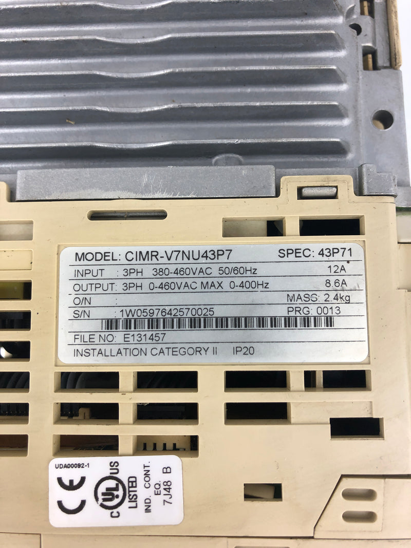 Yaskawa CIRM-V7NU43P7 V7N Varispeed AC Drive 0-460VAC 8.6-12A 3PH 0-400Hz