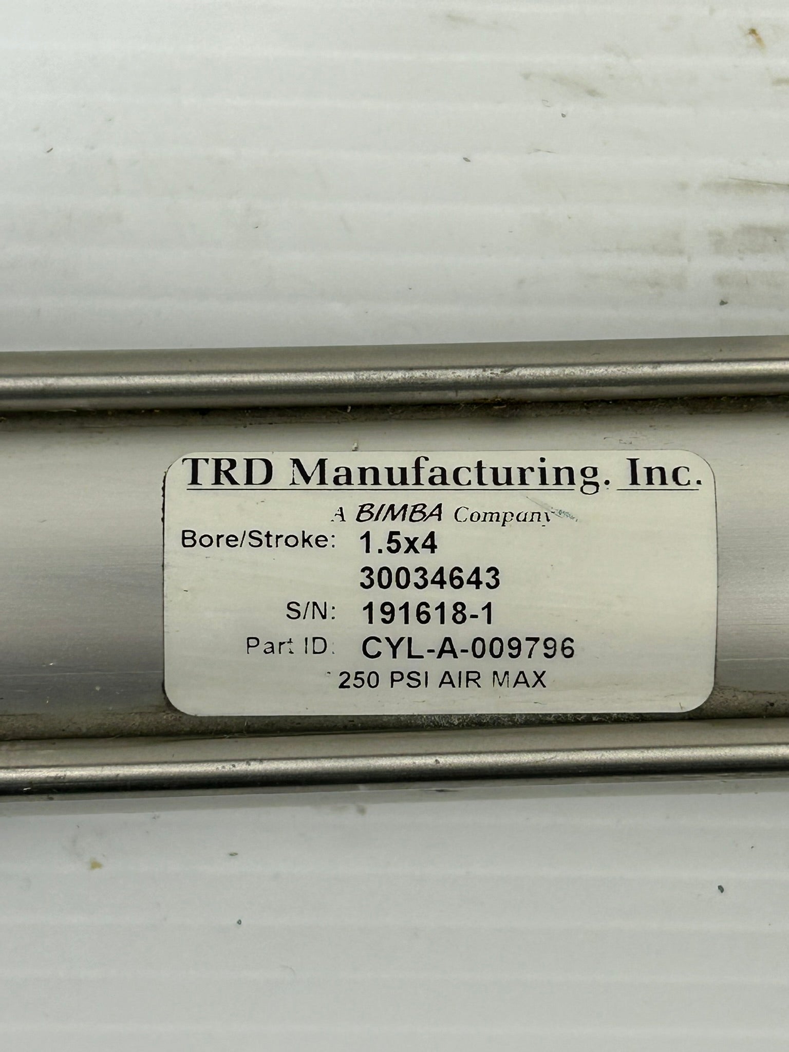TRD Bimba CYL-A-009796 Pneumatic Air Cylinder 1.5x4 30034643 250 PSI