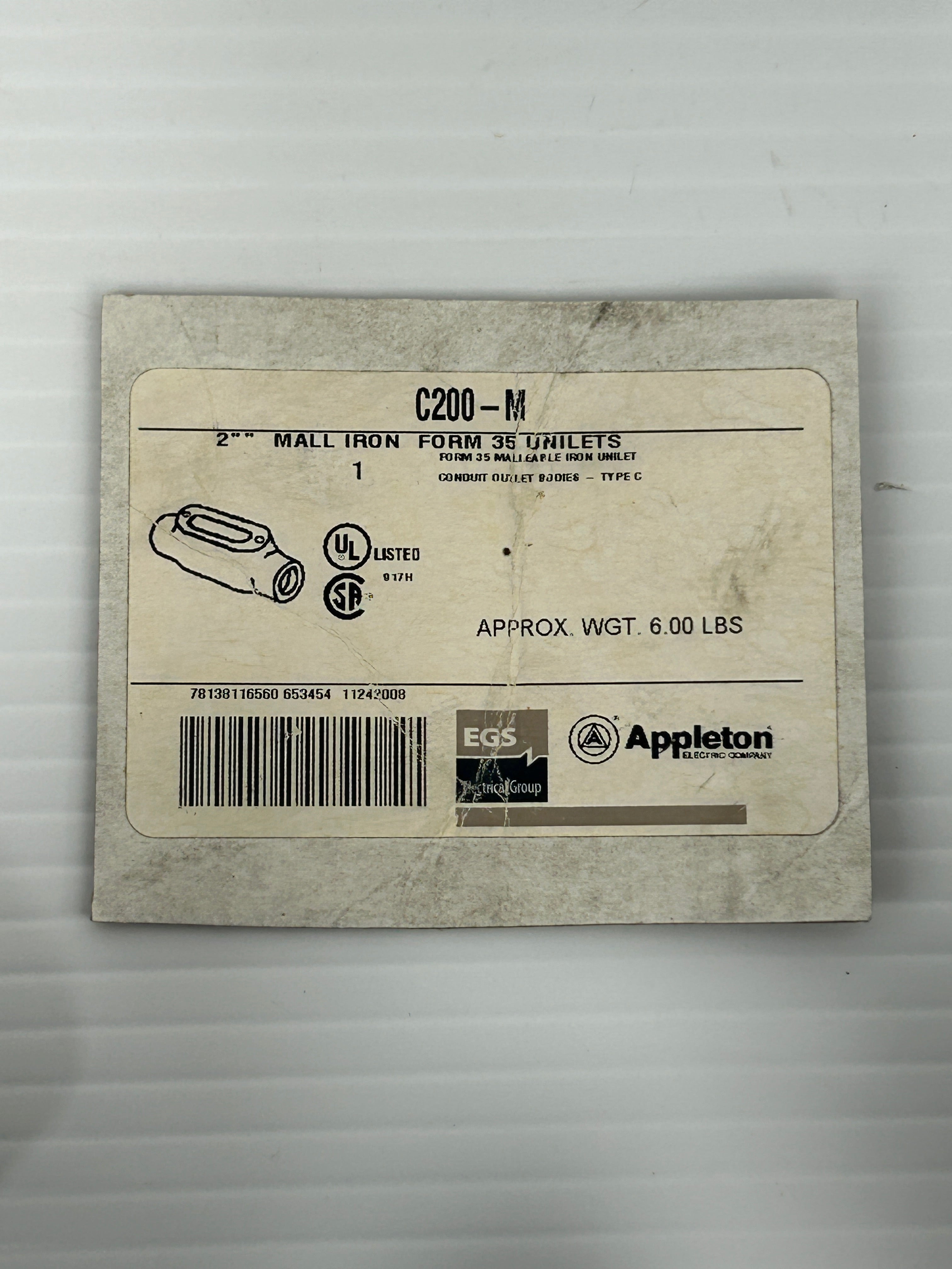Appleton C200-M 2" Form 35 Malleable Iron Unilet Conduit Body Type C - Lot of 5