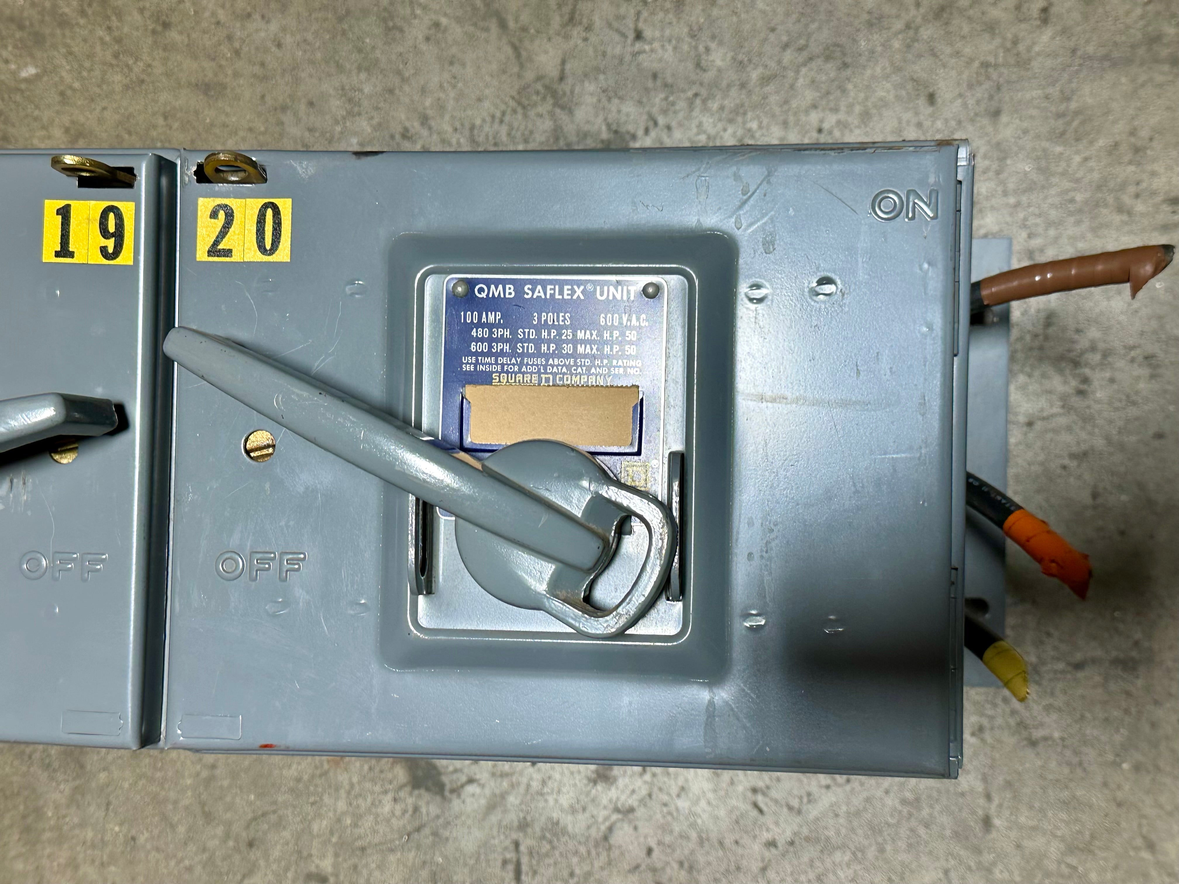 Square D QMB Saflex Twin Unit 100 Amp 3 Pole 600 VAC QMB-3610-T
