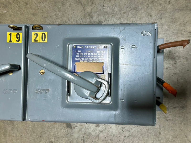 Square D QMB Saflex Unit 100 Amp 3 Pole 600 VAC QMB-3610-T