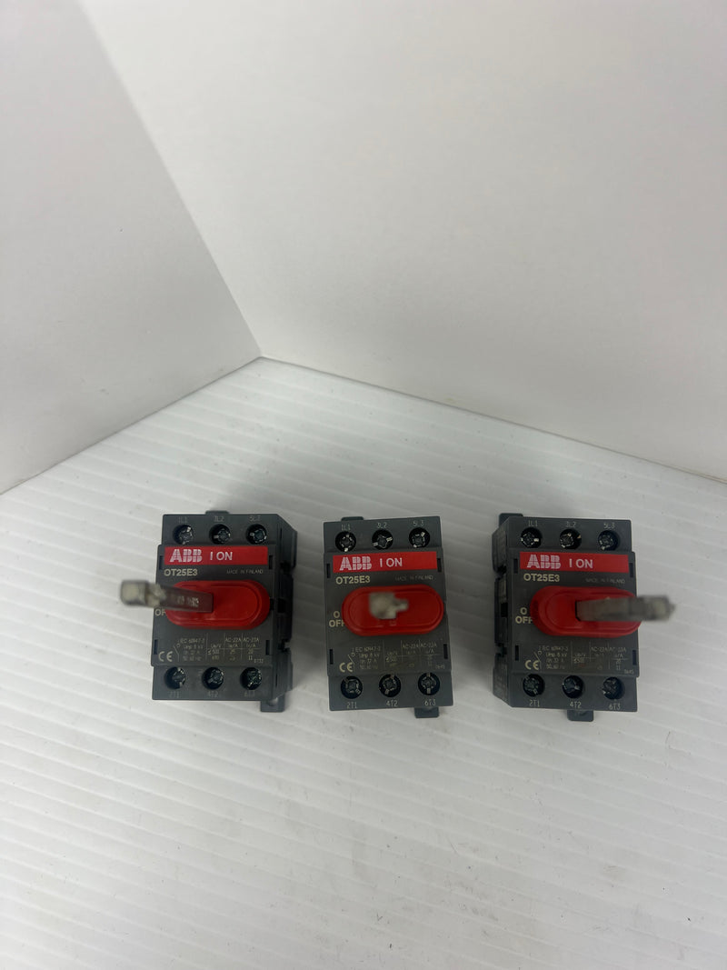 ABB OT25E3 Disconnect Switch 600V 25A 20HP 3PH - Lot of 3