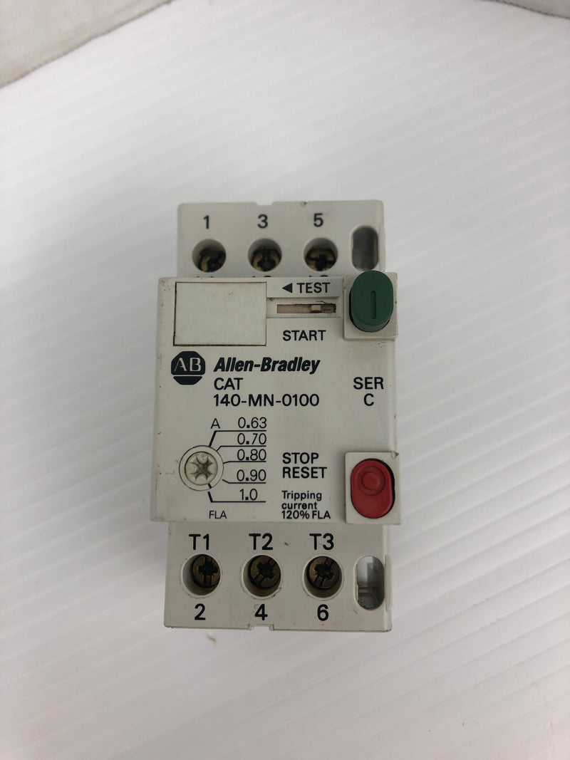 Allen-Bradley 140-MN-0100 Motor Starter Ser. C 600V 2.5A 3PH 8kV