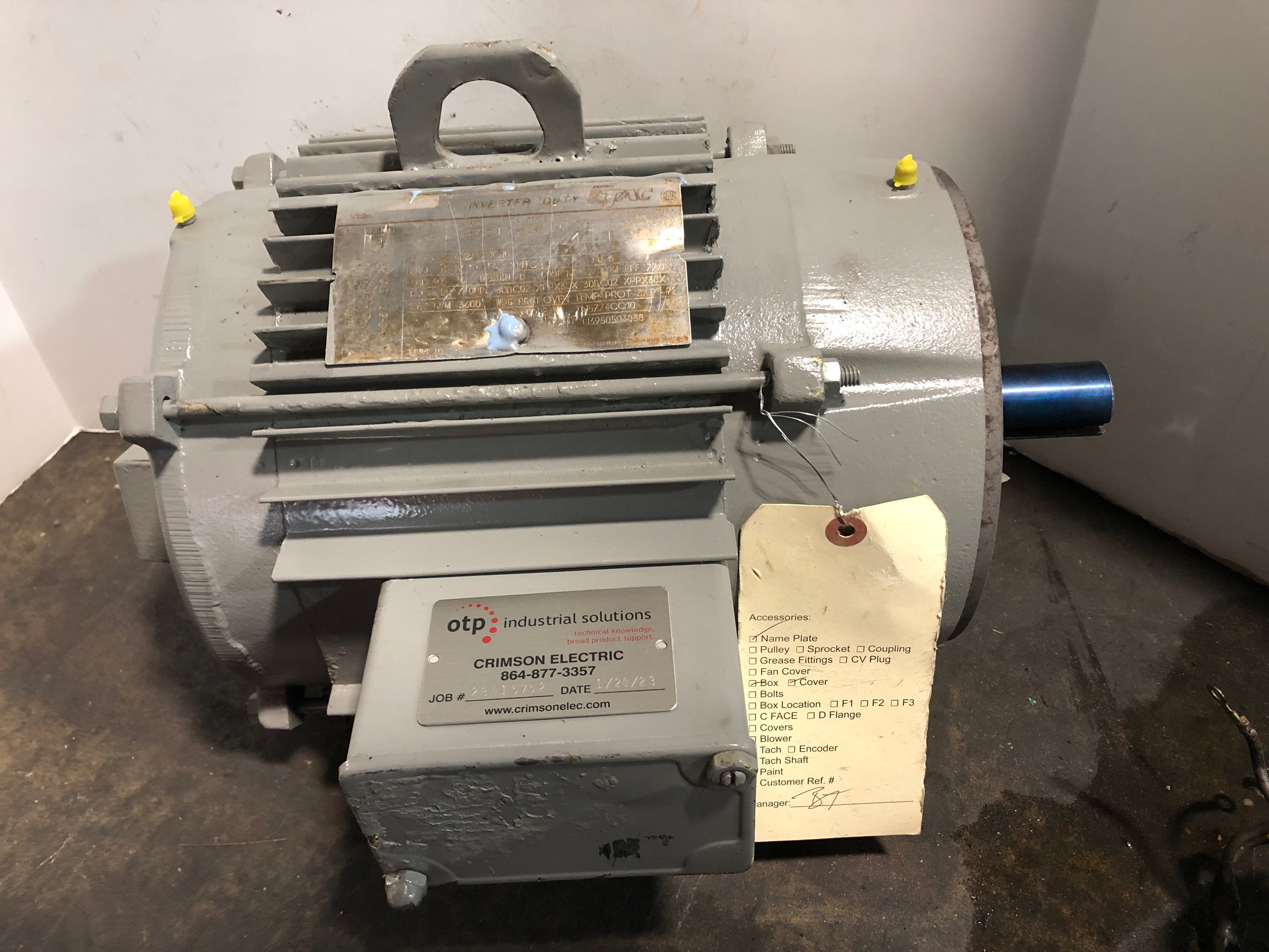 Lincoln Motors AN6S2TC61Q10 Inverter Duty Motor 2 HP 1180 RPM 3 PH