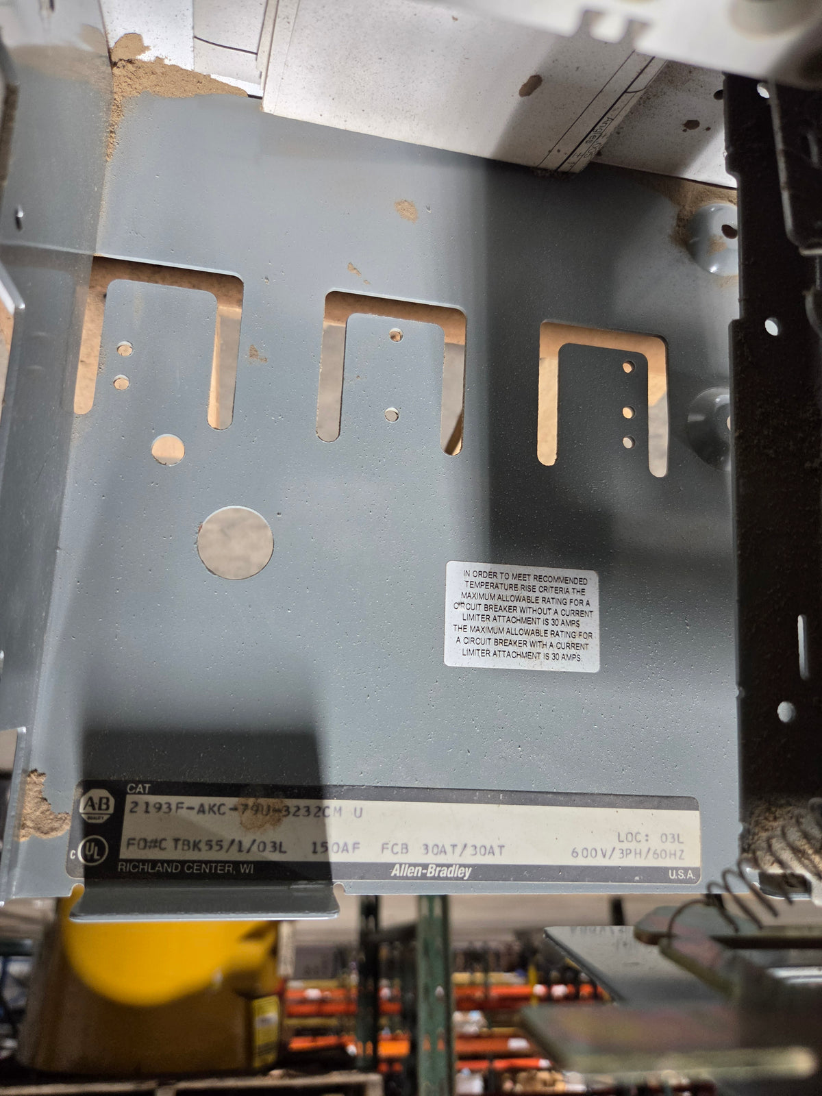 Allen Bradley 2193F-AKC MCC Bucket 30A Dual Breaker Centerline 2100 - No Door