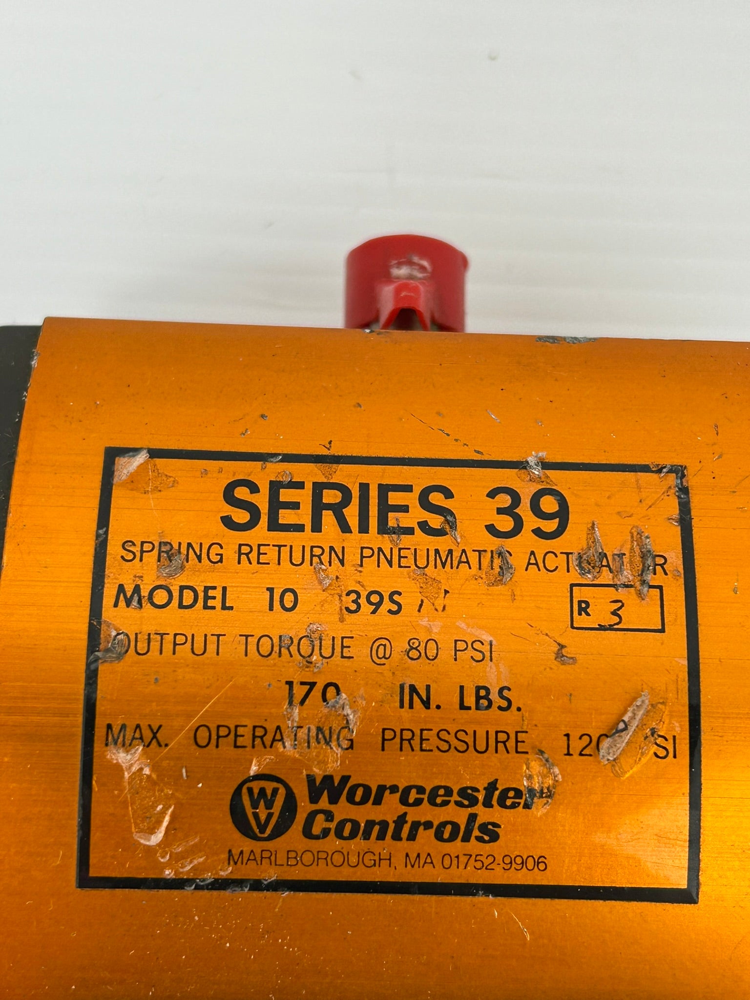 Worcester Controls 1039SNR3 Pneumatic Actuator Series 39 120PSI 170IN-LBS