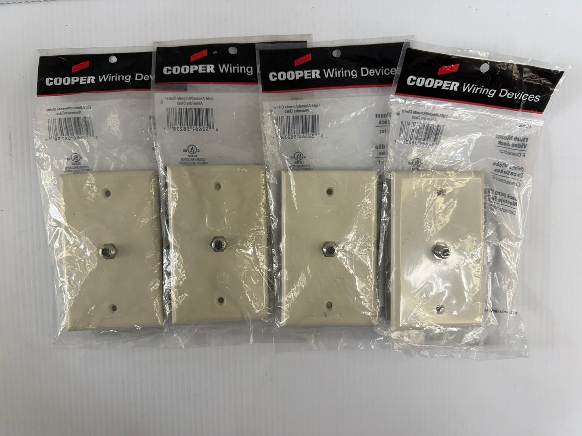 Cooper Wiring Flush Mount Video Jack 1172LA F Connector - Lot of 4