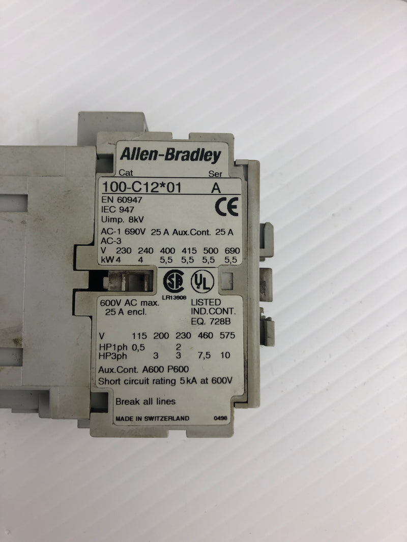 Allen-Bradley 100-C12*01 Contactor Ser. A 690V 25A 3PH 8kV - Lot of 2