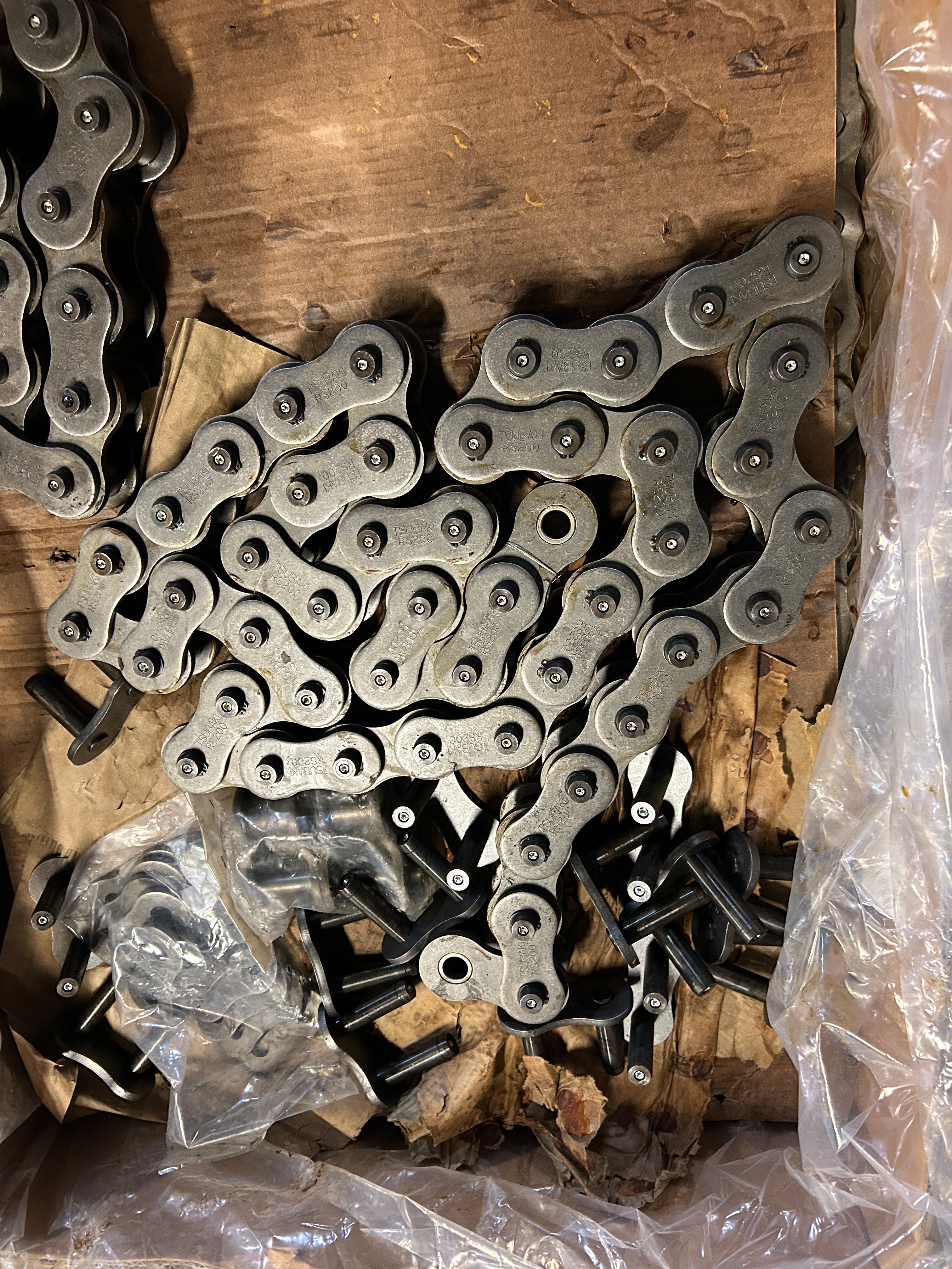 US Tsubaki RS200 Chain Link Assembly 200D-3 Rivet Circlip & Lube Assy 130 Feet