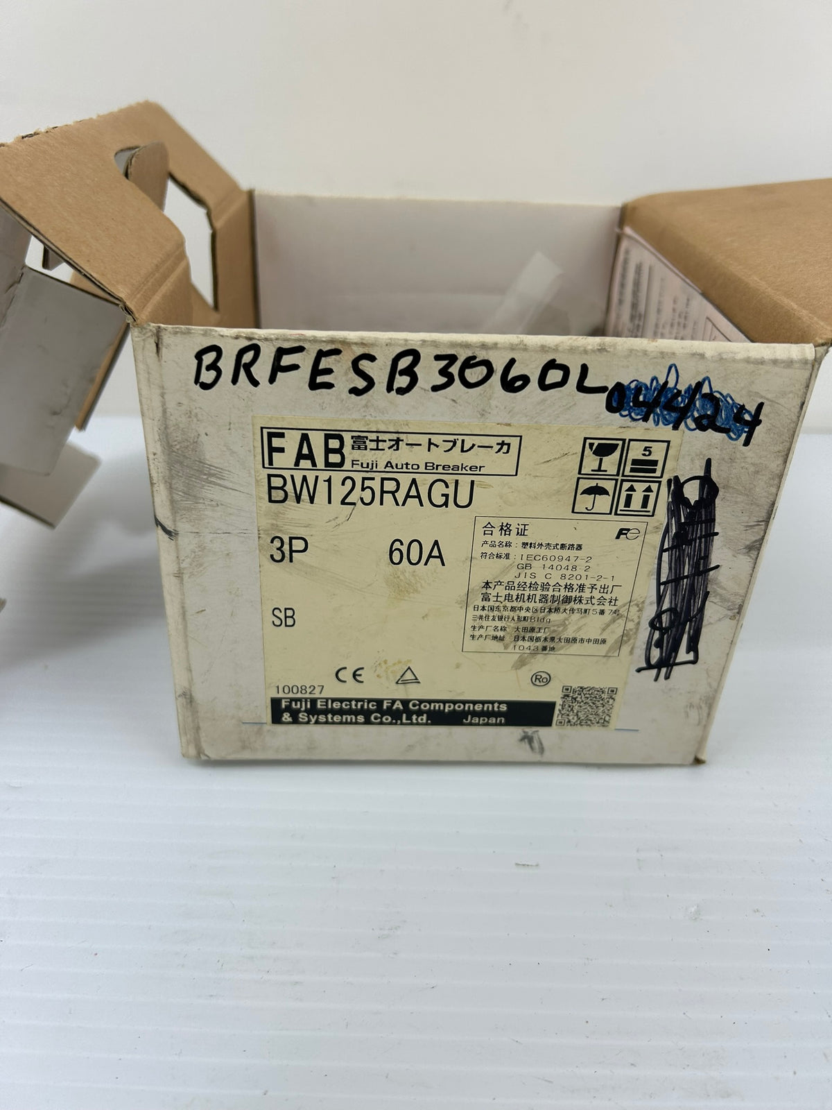 Fuji Electric BW125RAGU-3P060 60A 3 Pole Circuit Breaker 600V 50/60Hz