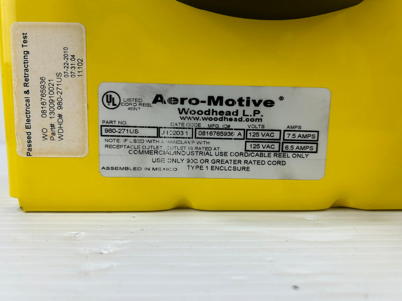 Aero-Motive 980-271US Retractable Cord Reel with 50' 16-3 Cord 271US Hand Lamp