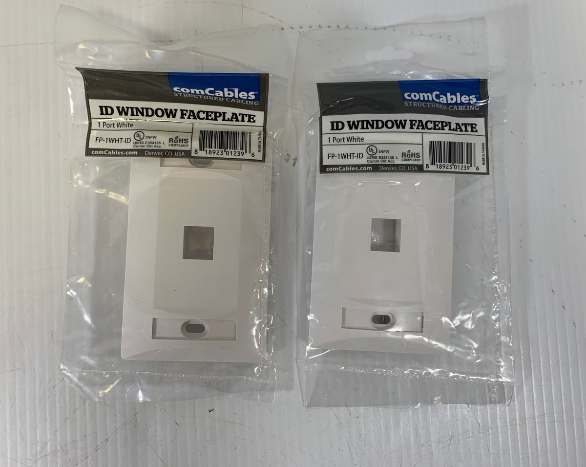 comCables ID Window Faceplates FP-1WHT-ID - Lot of 2