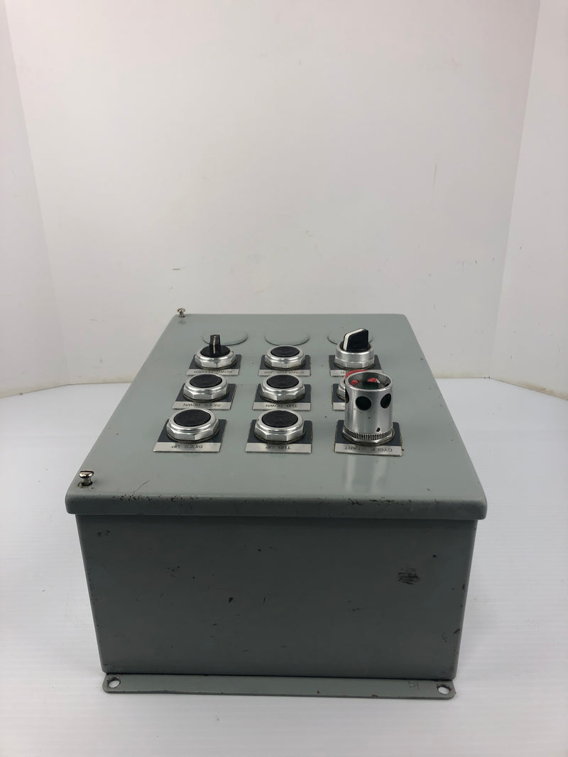 Hoffman E12PBY25 Industrial Enclosure with Allen-Bradley Pushbutton Switches