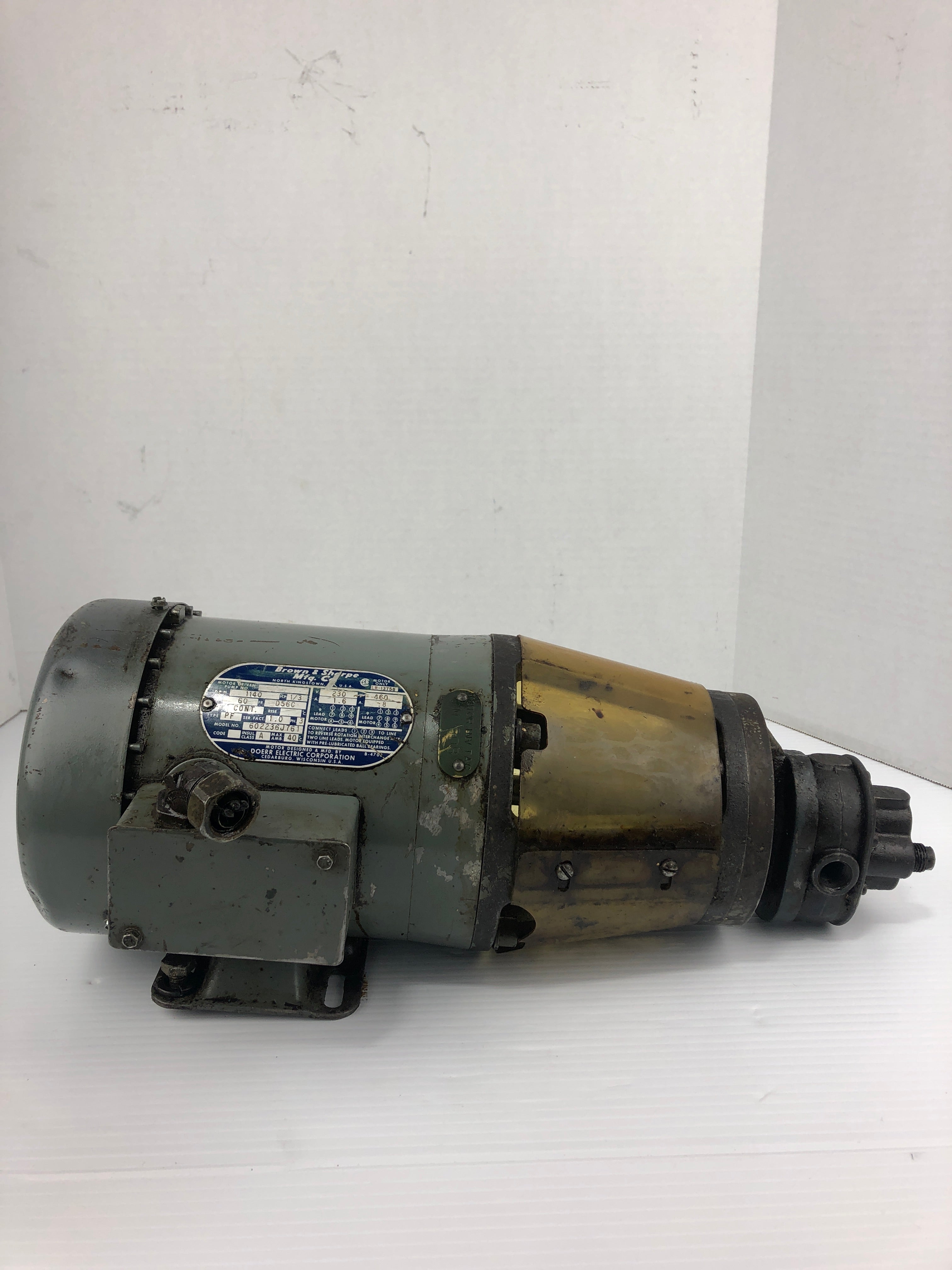 Brown & Sharpe Doerr 602236J761 AC Motor 1/3 HP 1140 RPM 3PH
