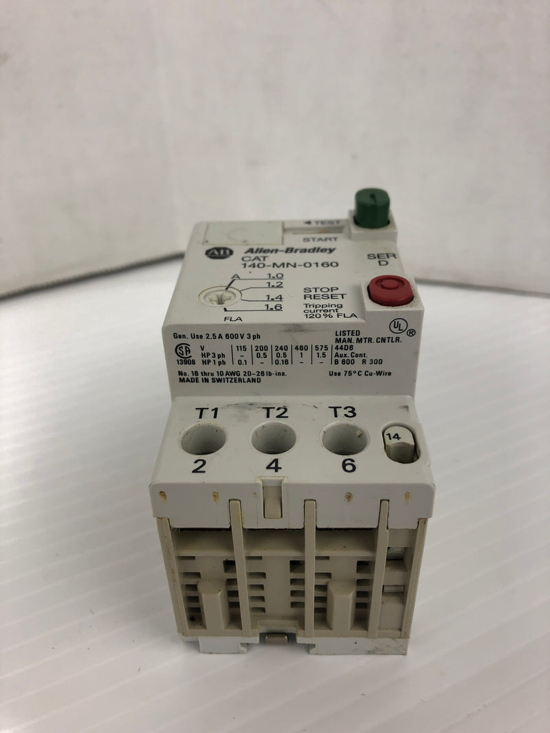 Allen-Bradley 140-MN-0160 Motor Starer Ser. C 600V 2.5A 3PH 8kV - Lot of 5