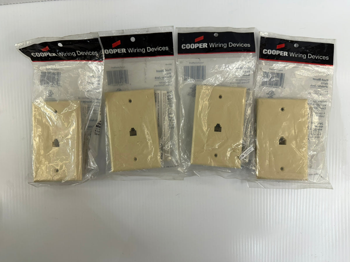 Cooper Wiring Flush Mount Voice Modular Jack 3532-4V - Lot of 4