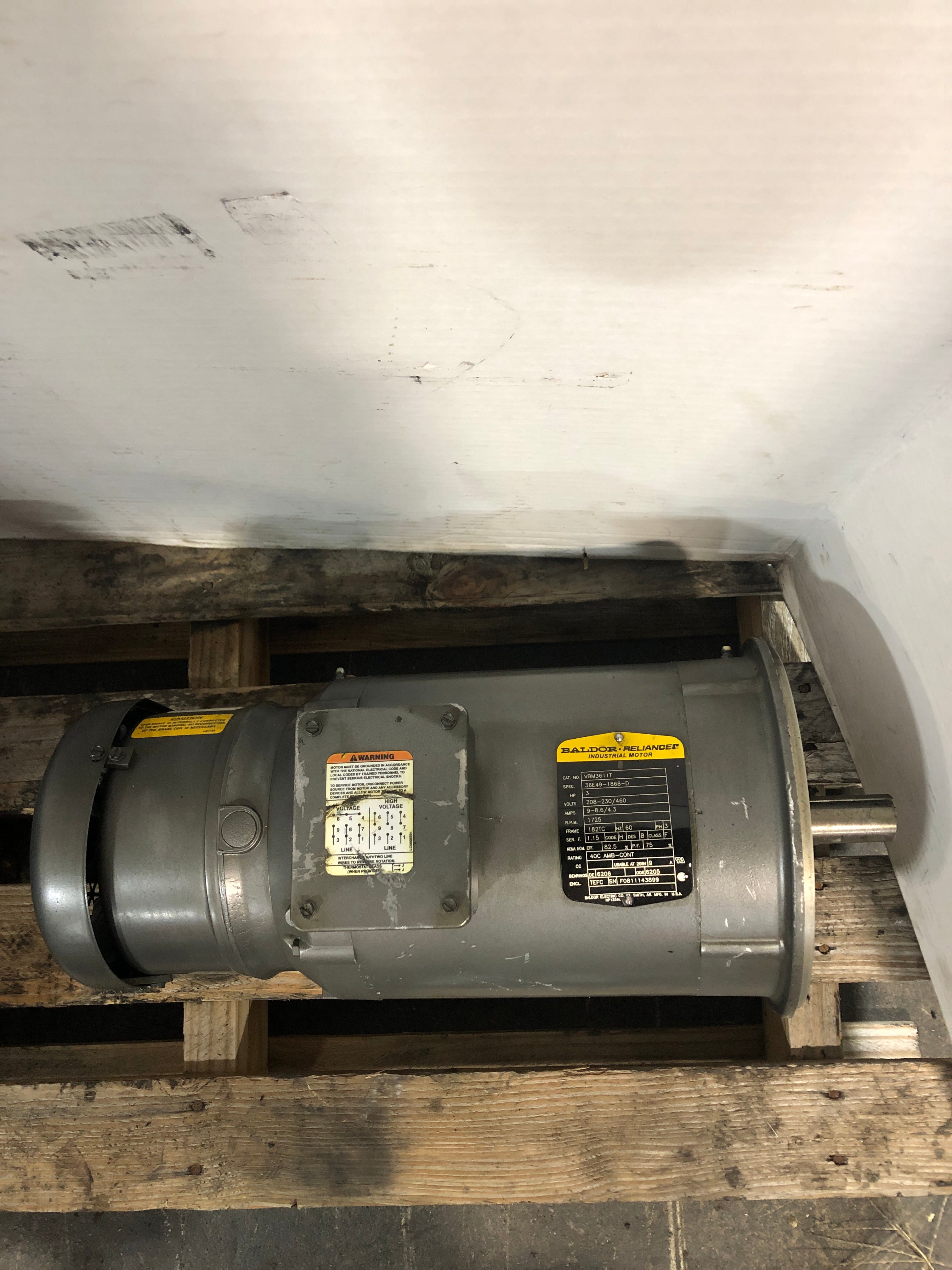 Baldor Reliance VBM3611T Industrial Motor 3HP with Stearns 7BKK4100DPF Brake