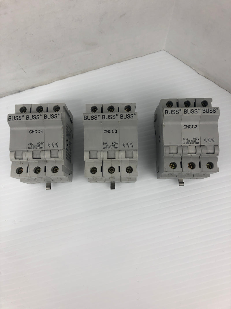 Buss CHCC3 Fuse Holder 600V 30A 3P - Lot of 3