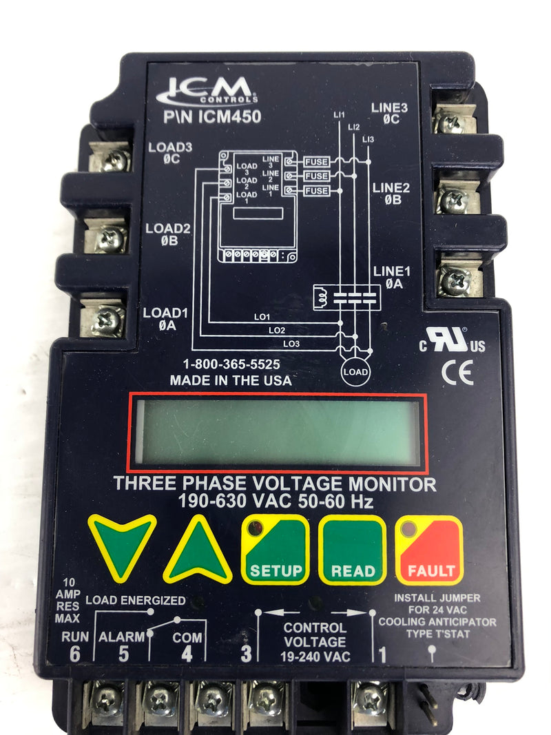 ICM Controls ICM450 Three Phase Voltage Monitor 190-630 VAC 50-60 Hz