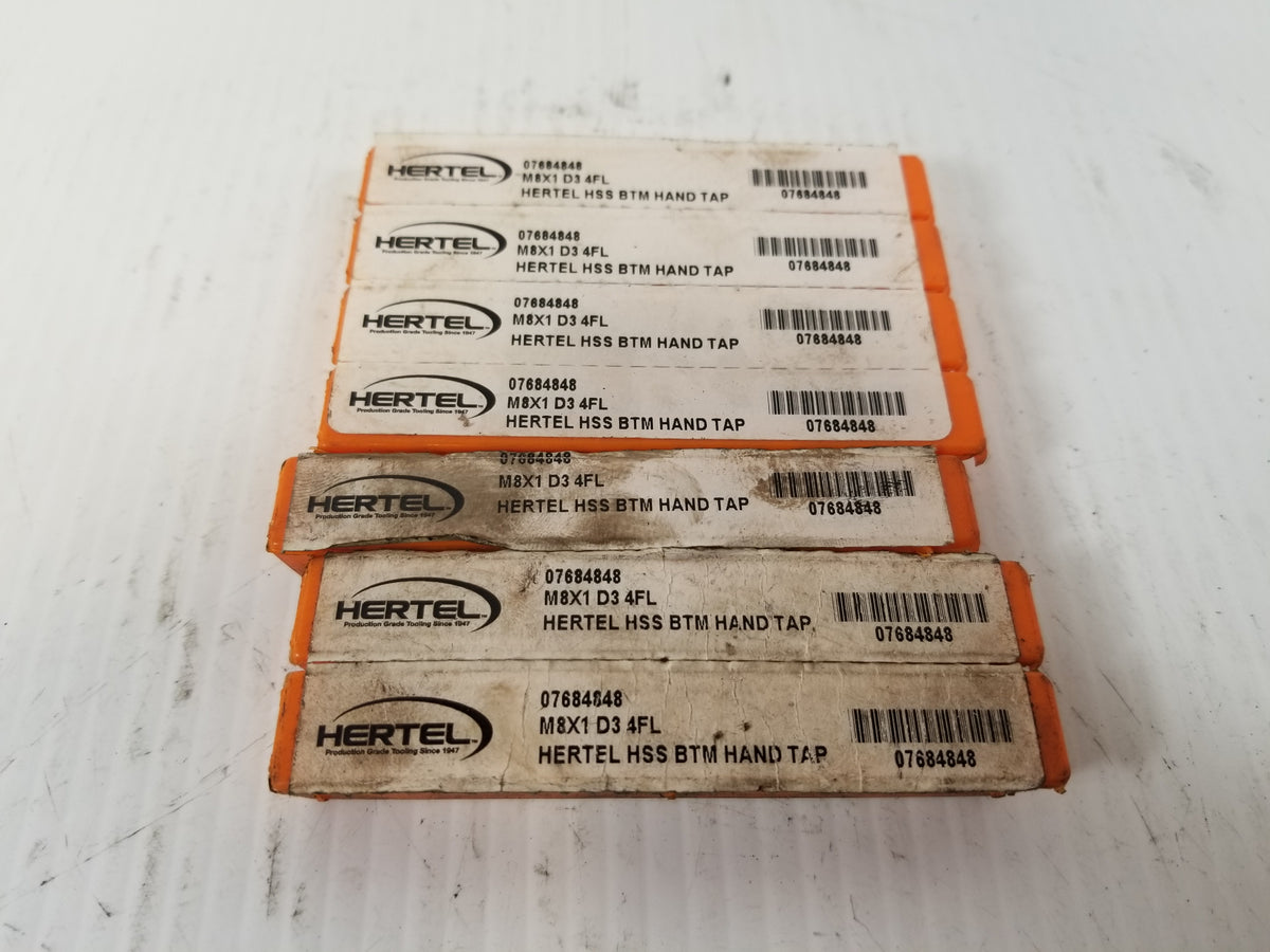 Hertel 07684848 M8X1 D3 4FL HSS BTM Hand Tap (Lot of 7)
