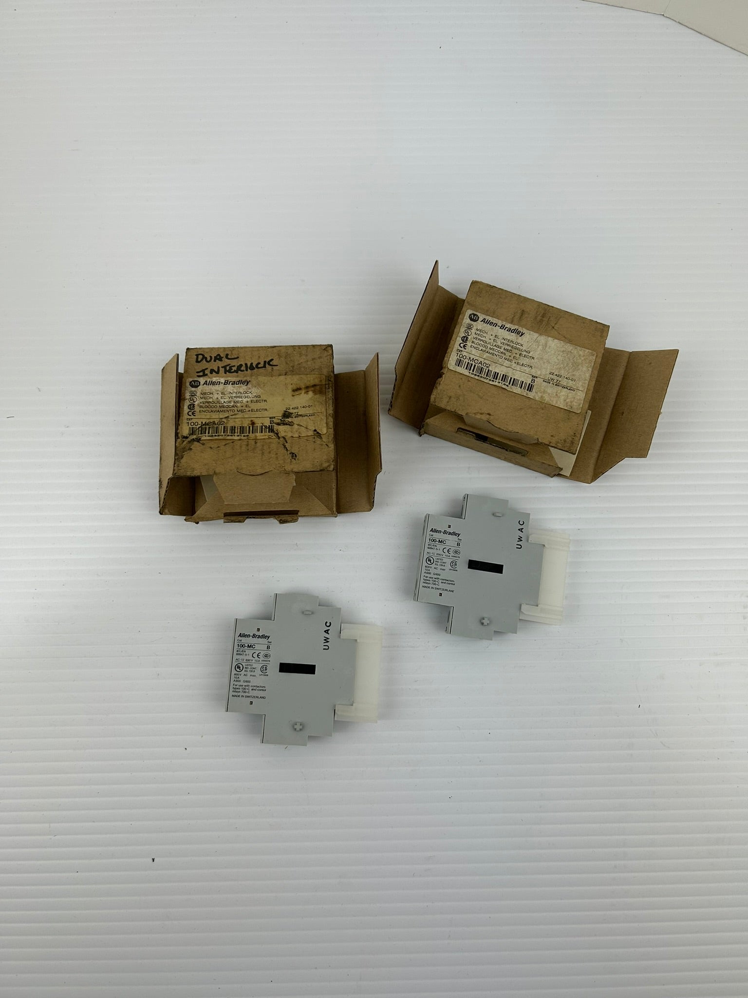 Allen Bradley 100-MCA02 Auxiliary Contact Block Series B - Lot of 2