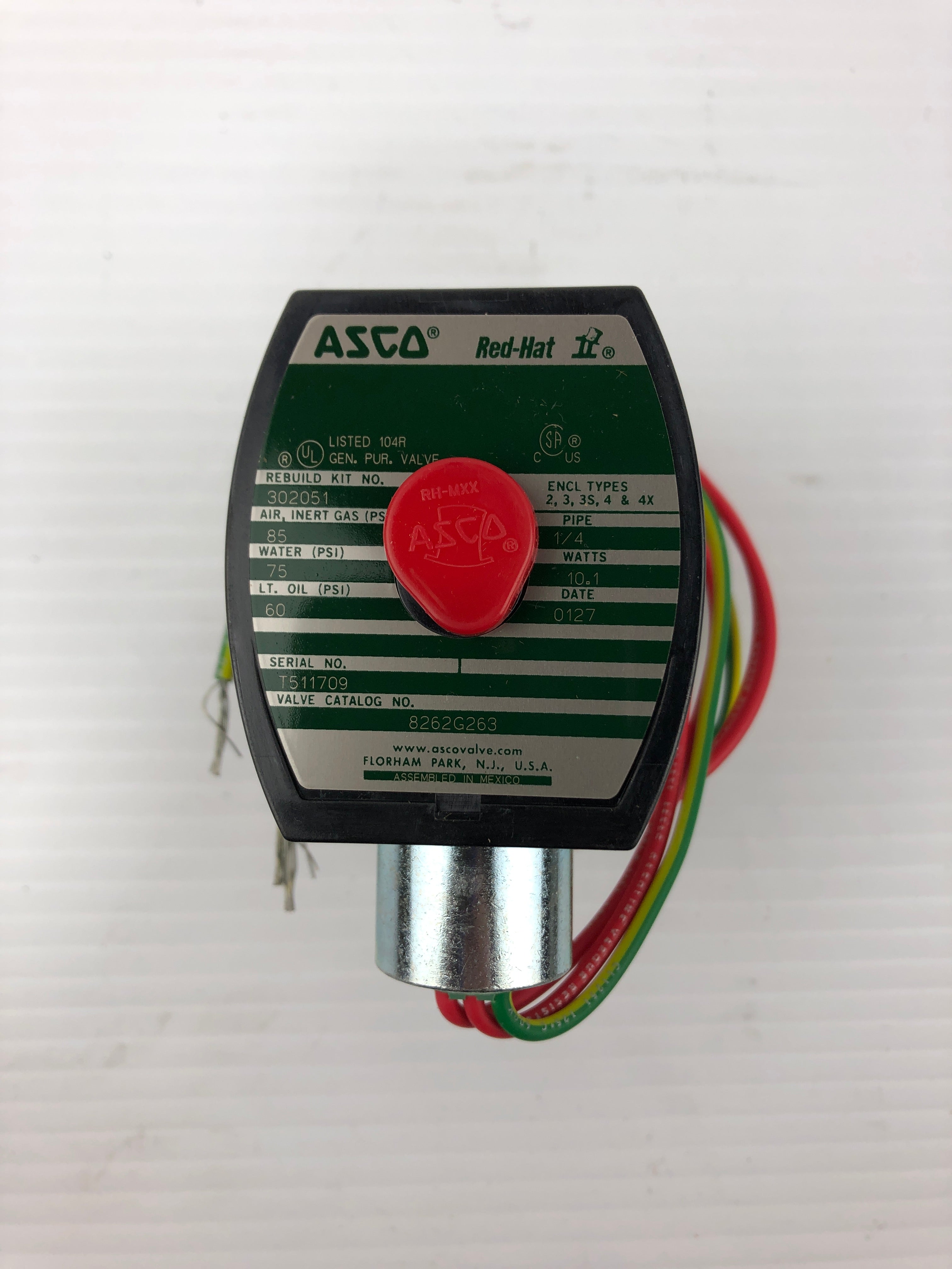 ASCO 8262G263 Solenoid Shutoff Red-Hat Valve 3UL69