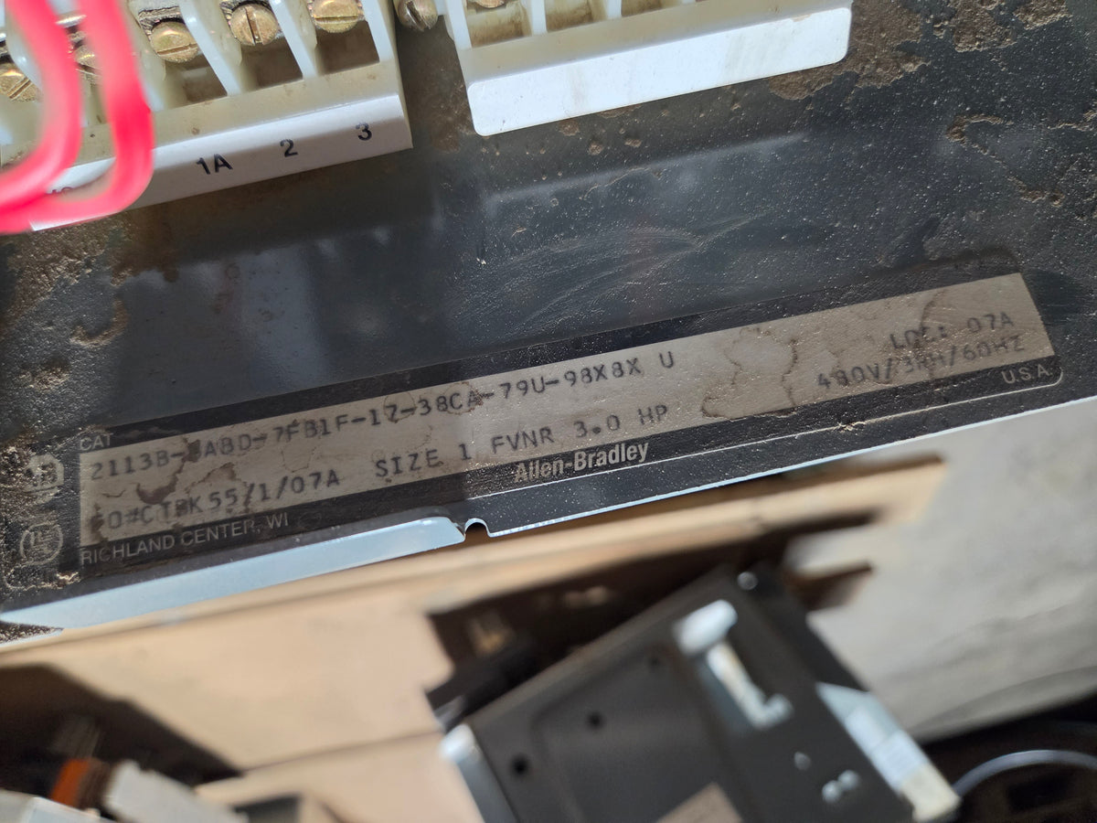 Allen-Bradley 2113B MCC Bucket Size 1 FVNR 15A Breaker 3.0HP 3PH 480V - No Door
