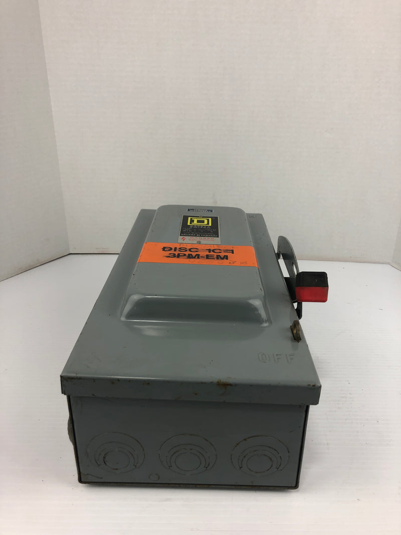 Square D H362 Safety Switch Type 1 Series E1 600V 60A 30HP 3PH