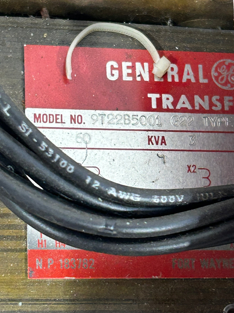 General Electric 9T22B5001 Transformer G22 ML-C 60Hz 3kVA 3 Phase