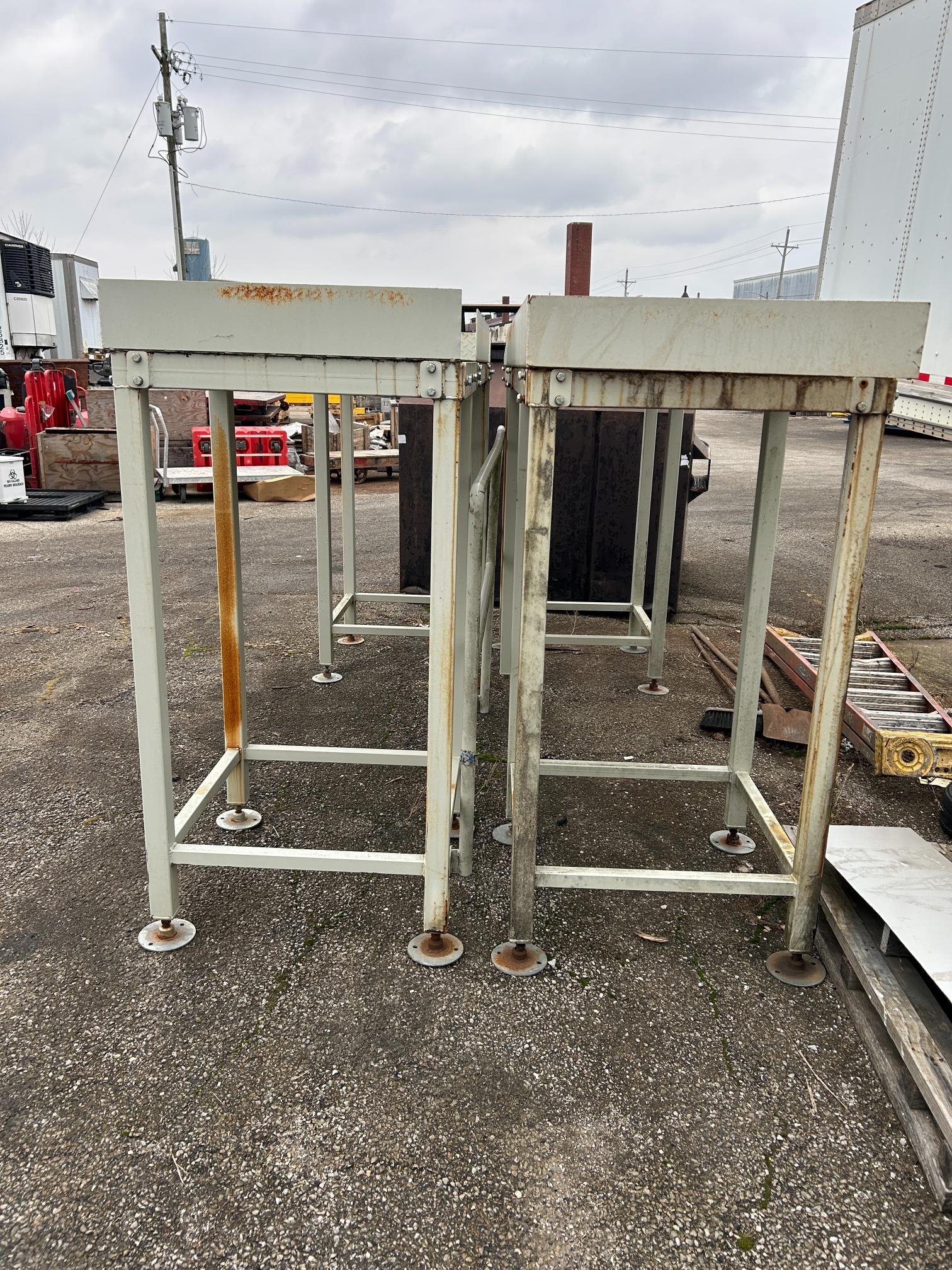 (2) Steel Platforms with Railing from Conveyor Assembly 9'9.5" x 31.5” x 5.5'