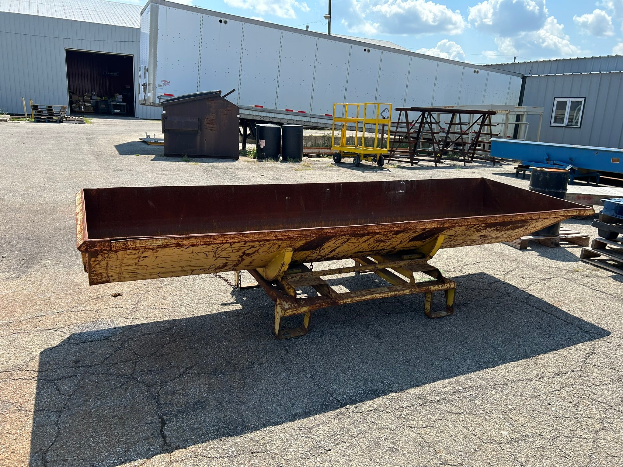 Dump Hopper Painted Steel with Fork Pockets 129" L x 41" W x 33" H OD Yellow