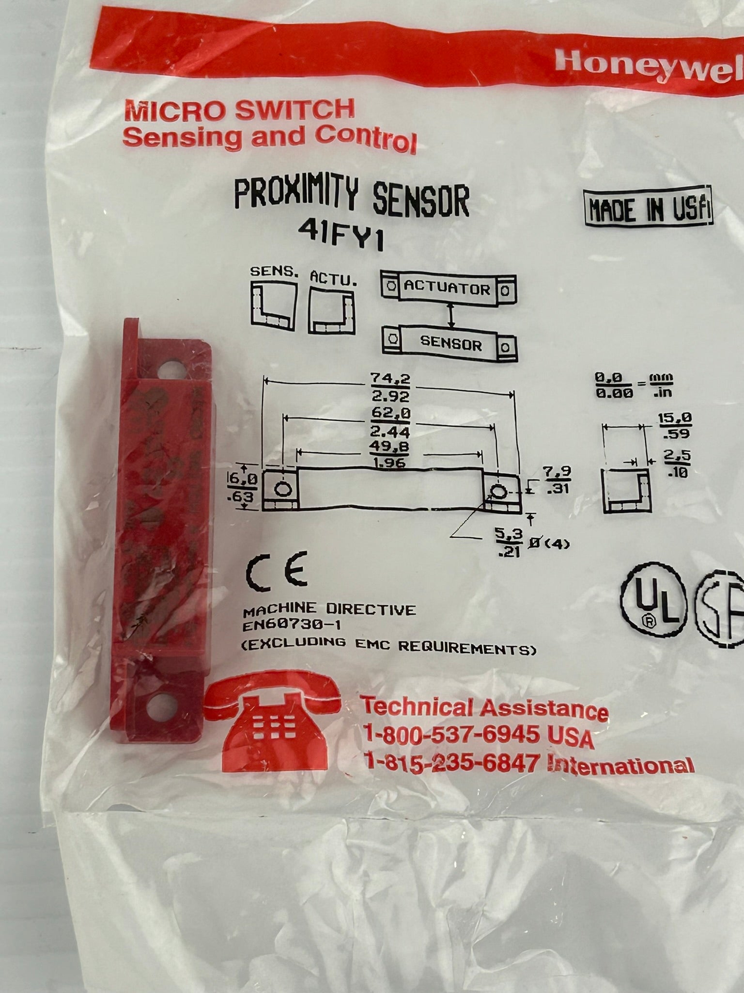 Honeywell 41FY1 Micro Switch Sensing and Control - Proximity Sensor