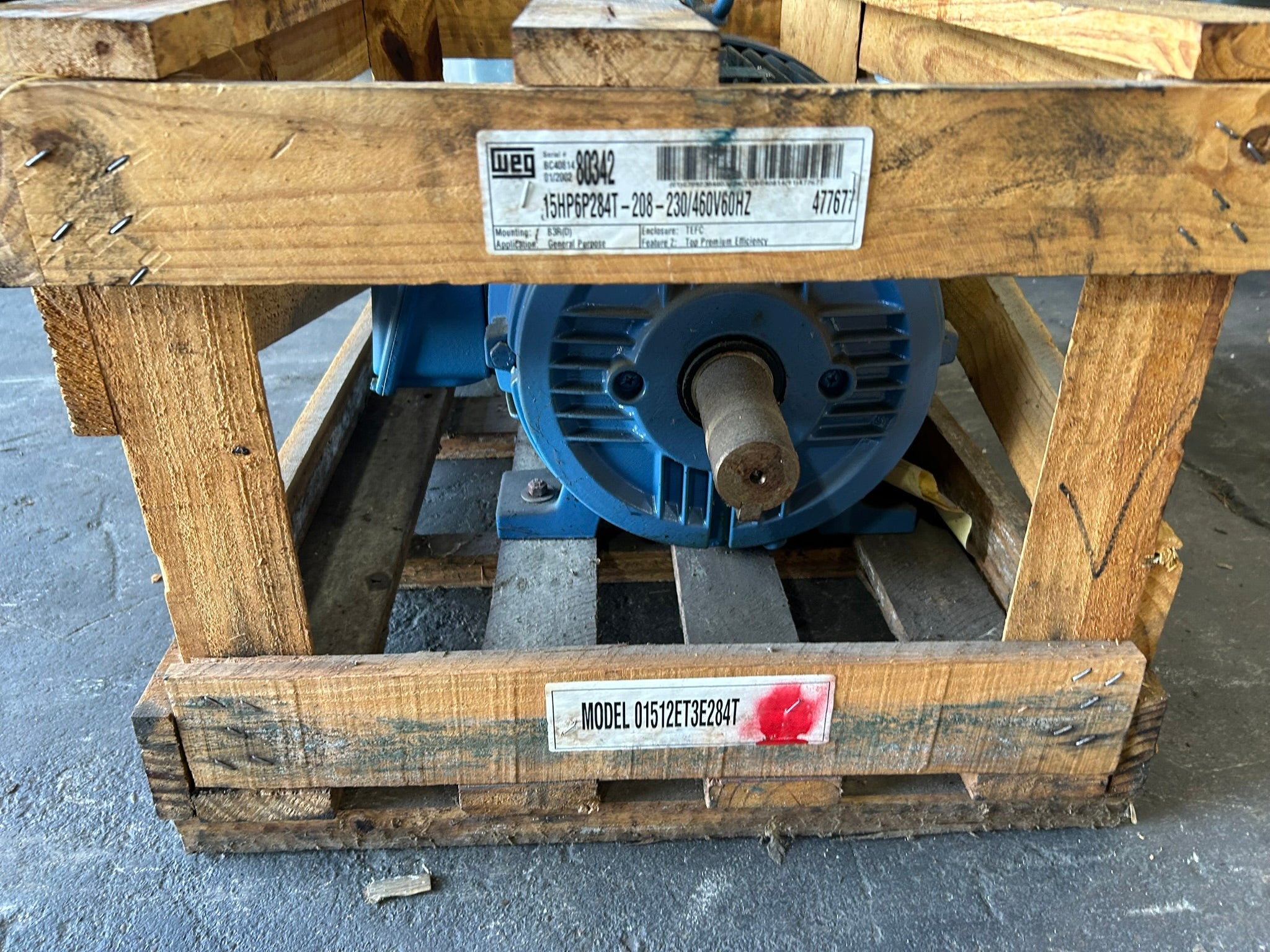 WEG 01512ET3E284T Motor 15HP 208-230/460V 3PH 1180RPM TEFC-WP 284T