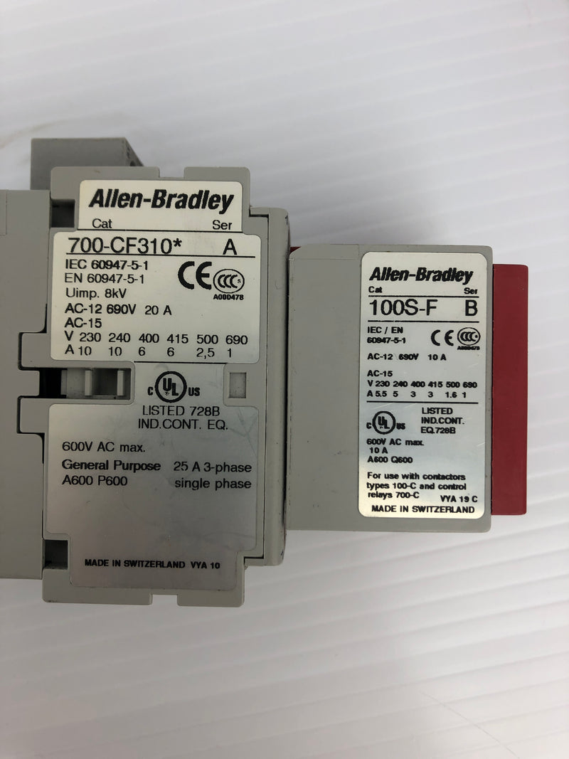 Allen-Bradley 700-CF310* Relay Ser. A With 100S-F Guard Master Contact Block