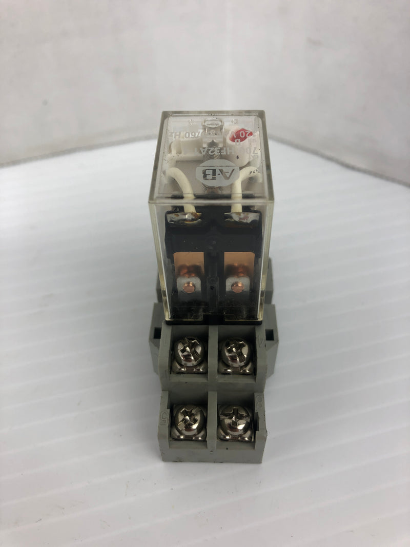 Allen-Bradley 700-HF32A1-4 Relay Ser. B 24VAC 10A 1/2HP With Idec SH2B-05 Base