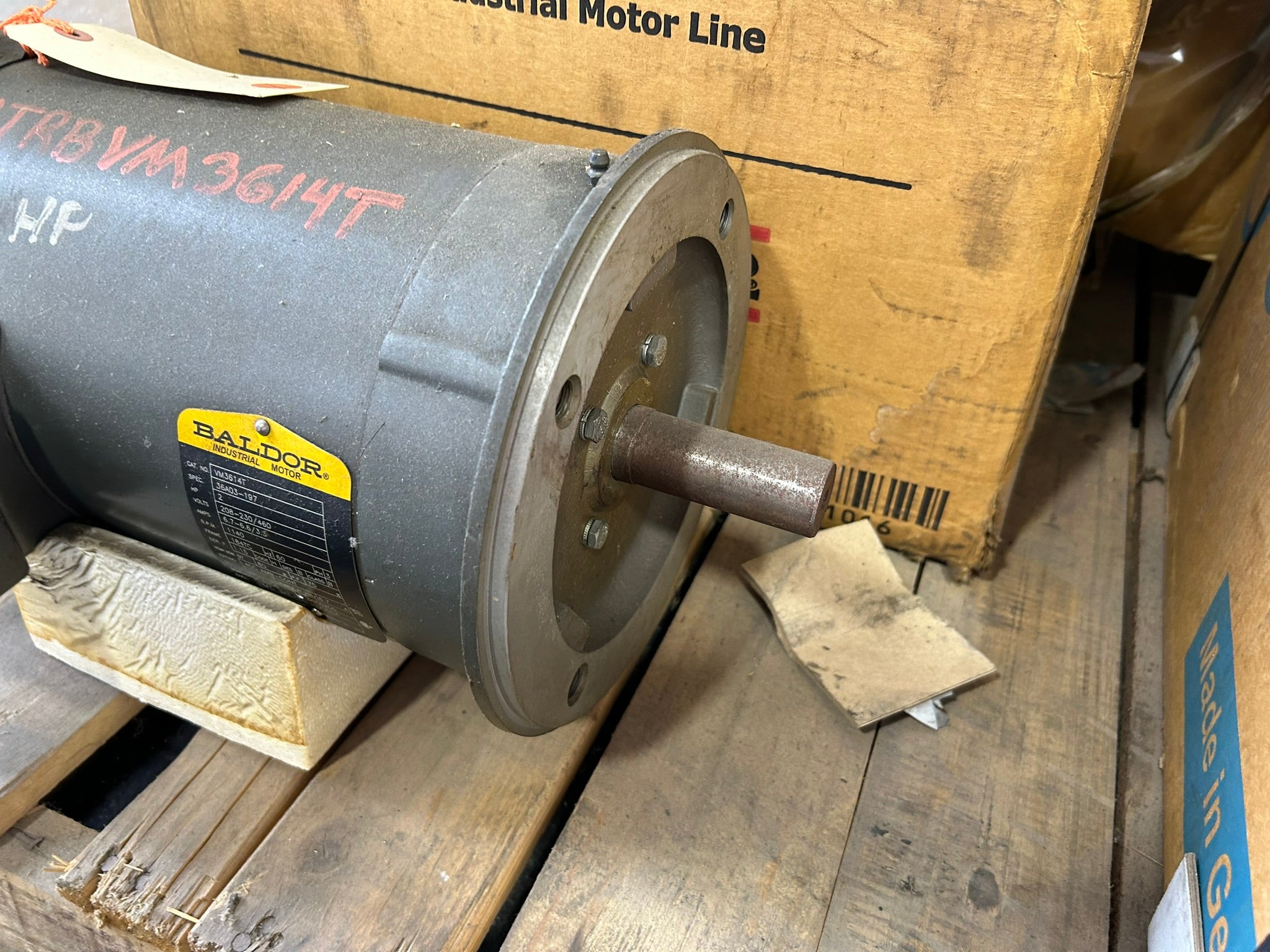 Baldor VM3614T 2HP Electric Motor 208-230/460V 3PH 1140 RPM TEFC 184TC
