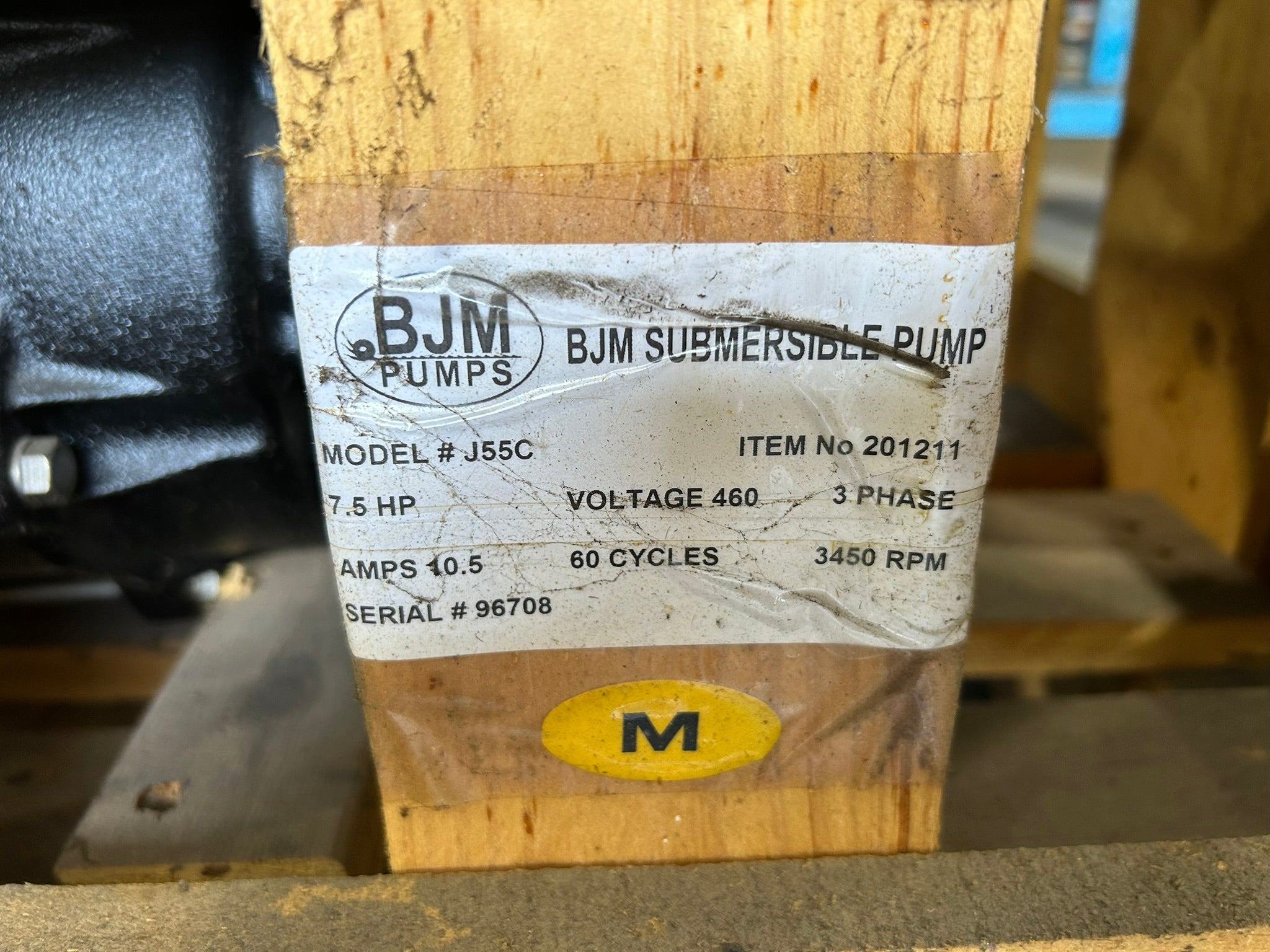 BJM Pumps J55C Submersible Pump 7.5HP 460V 3 Phase 3450RPM Item 201211