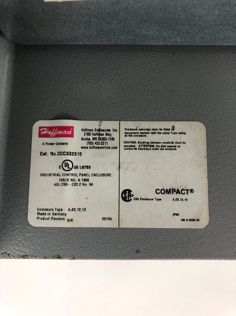 Hoffman CCC332315 Industrial Control Panel Enclosure Cutout w/Pushbuttons A-1958