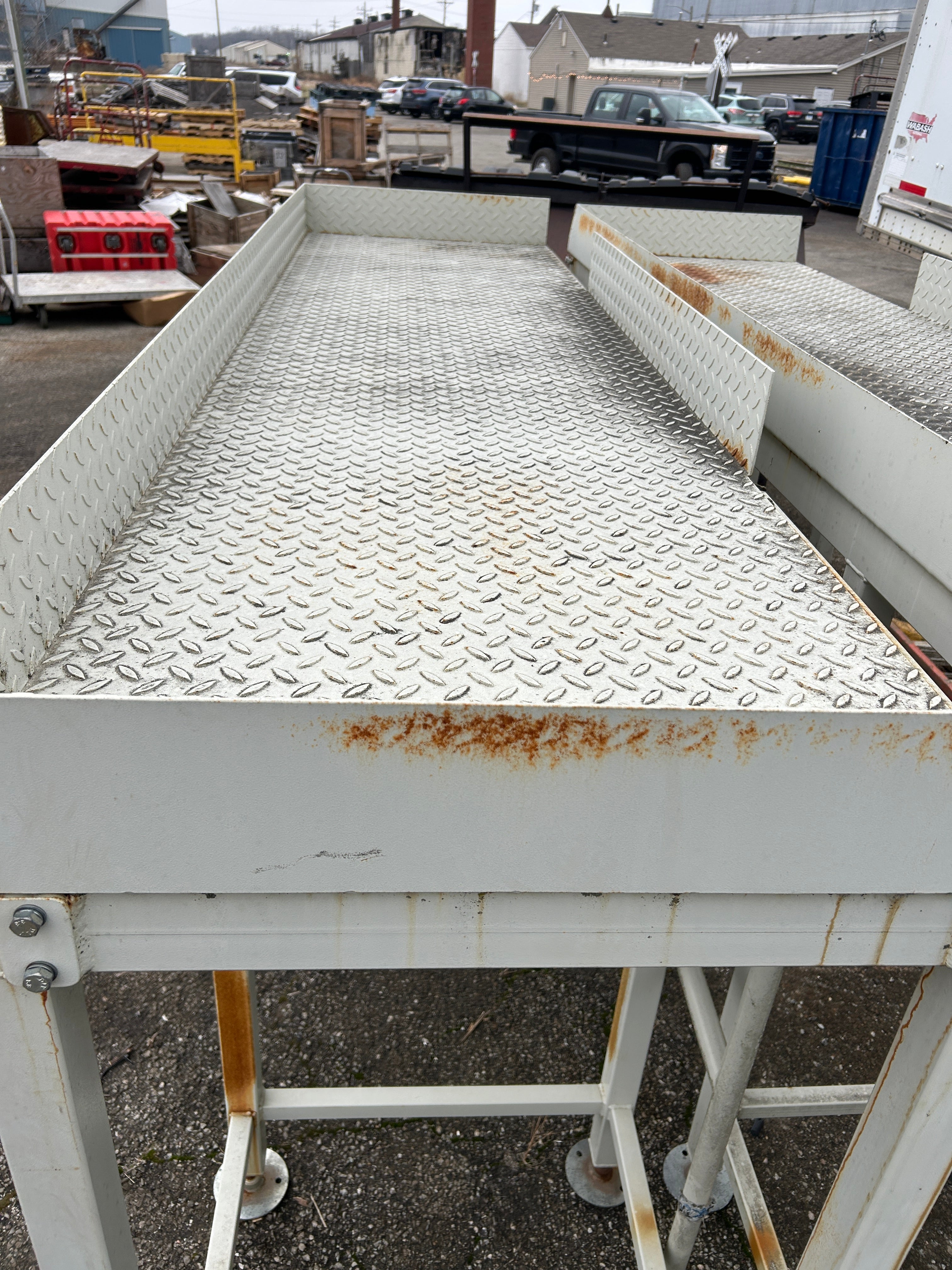 (2) Steel Platforms with Railing from Conveyor Assembly 9'9.5" x 31.5” x 5.5'