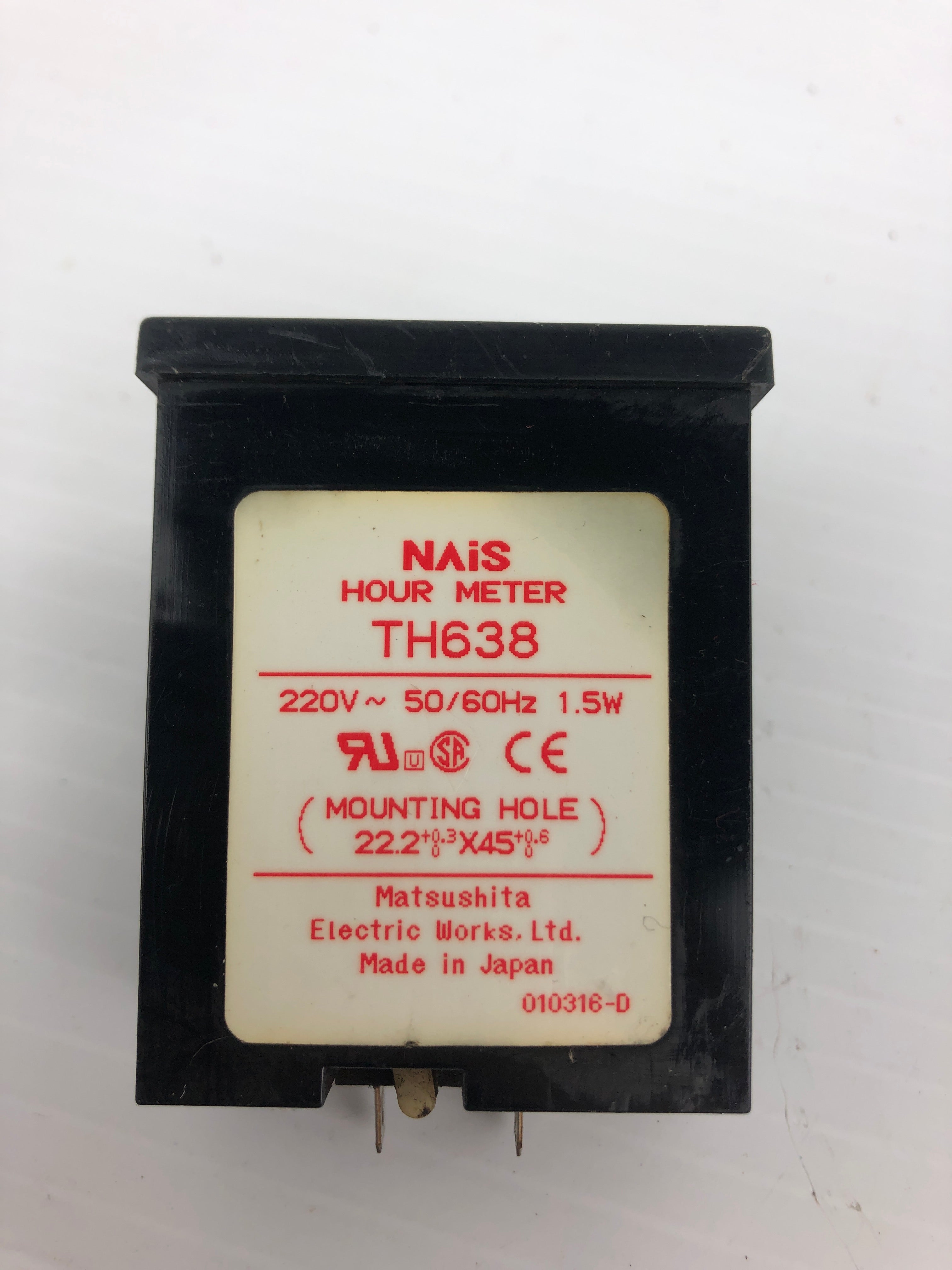 Matsushita Electric TH638 Hour Meter Counter 220V 50/60Hz 1.5W