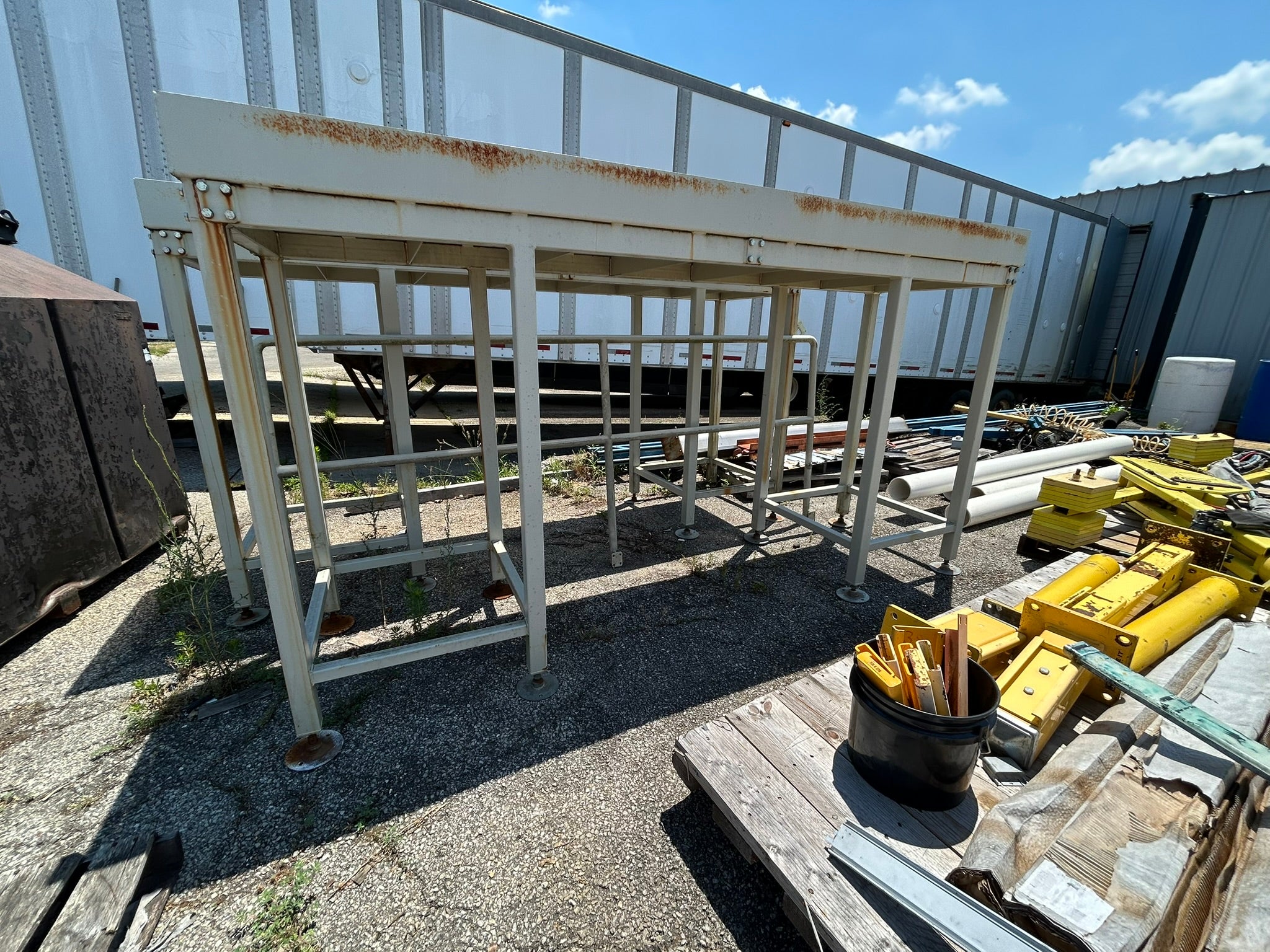 (2) Steel Platforms with Railing from Conveyor Assembly 9'9.5" x 31.5” x 5.5'