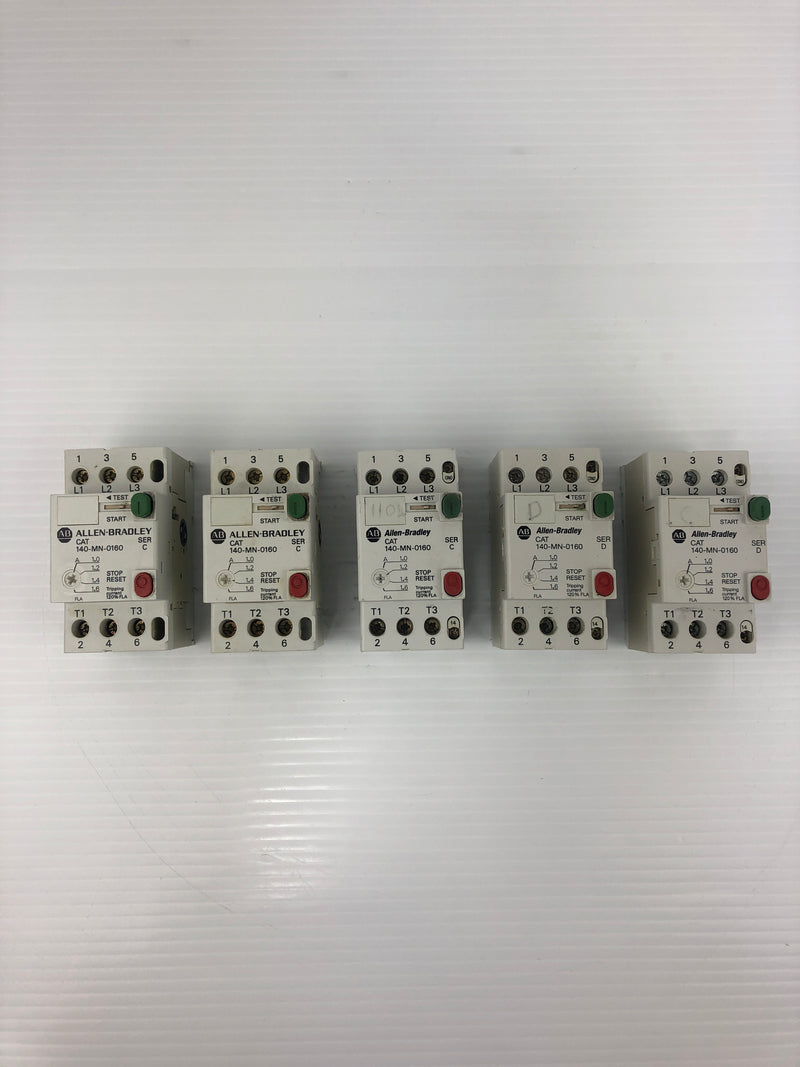 Allen-Bradley 140-MN-0160 Motor Starer Ser. C 600V 2.5A 3PH 8kV - Lot of 5